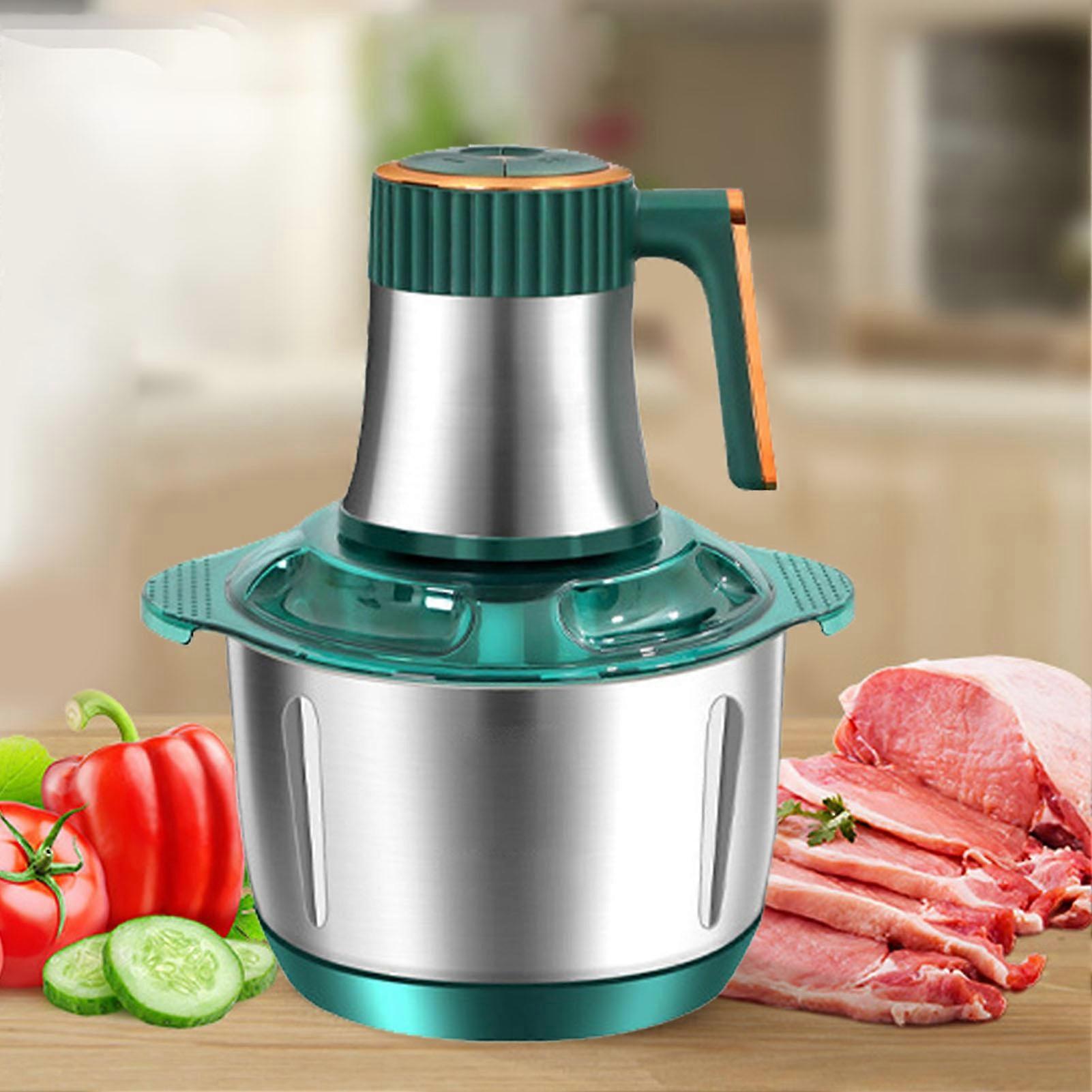 Matprosessor 5L rustfritt stål 500W avtakbar multifunksjonell arbeidsbesparende elektrisk mathakker for kjøttgrønnsaker