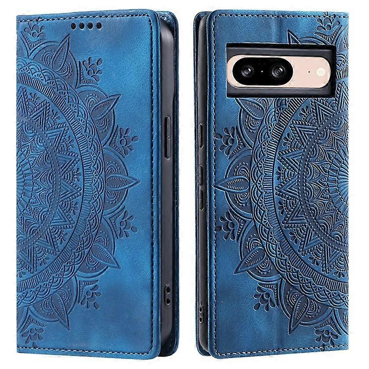Compatible For Google Pixel 9 Magnetic Phone Case Leather Imprinted Mandala Flower Pattern Cover
