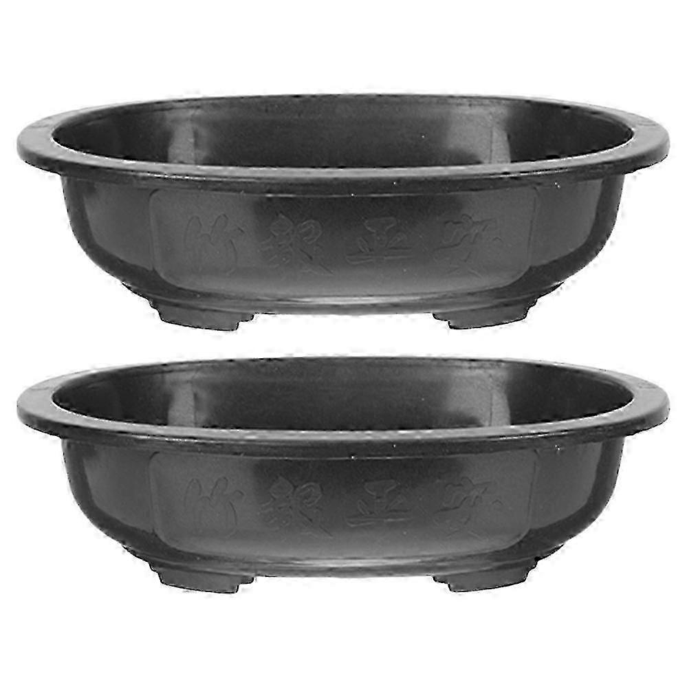 2pcs 12 polegadas preto bonsai treinamento potes com drenagem para jardim escritório varanda