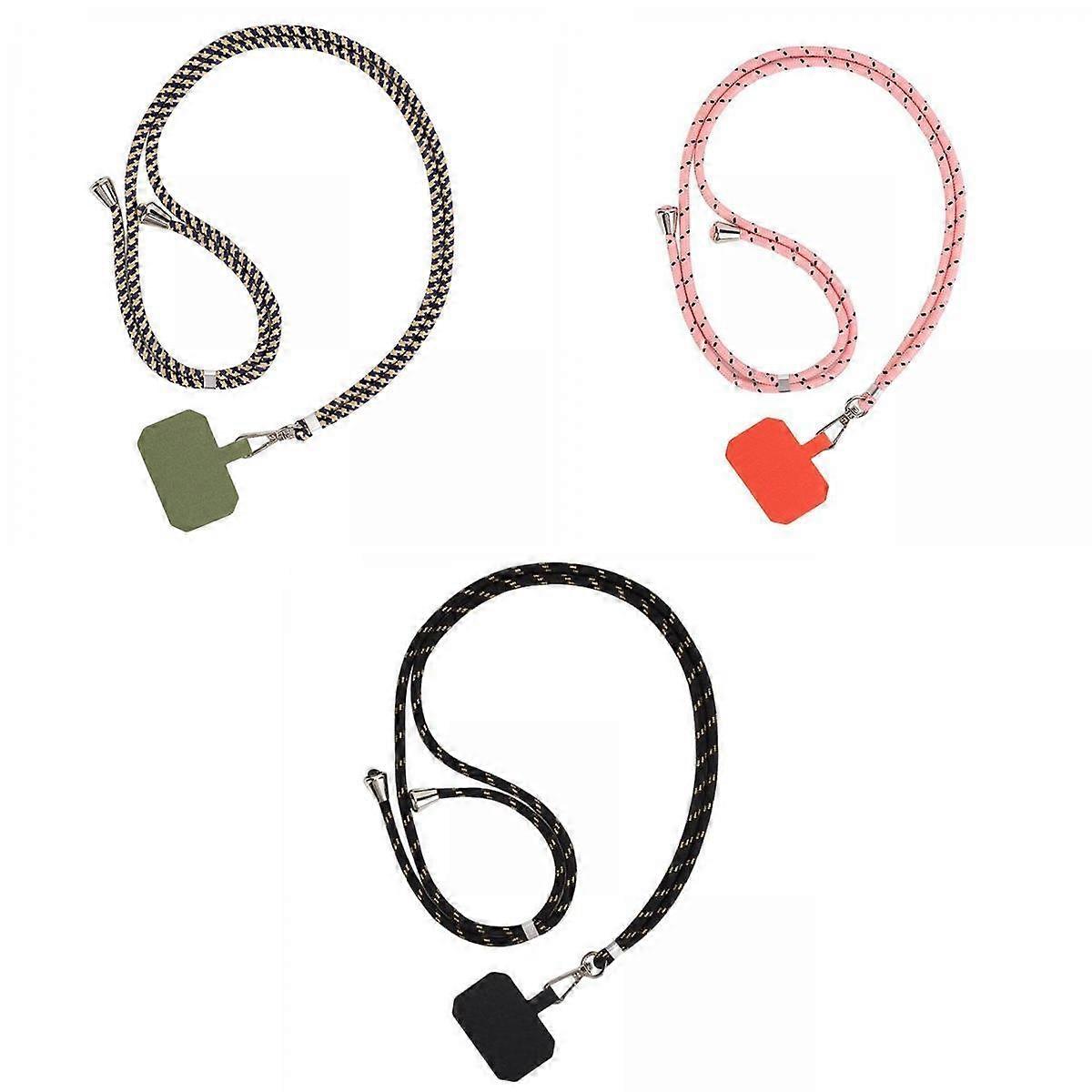3Pcs Universal Cell Phone Lanyard Adjustable Neck Straps Chain w/Patch