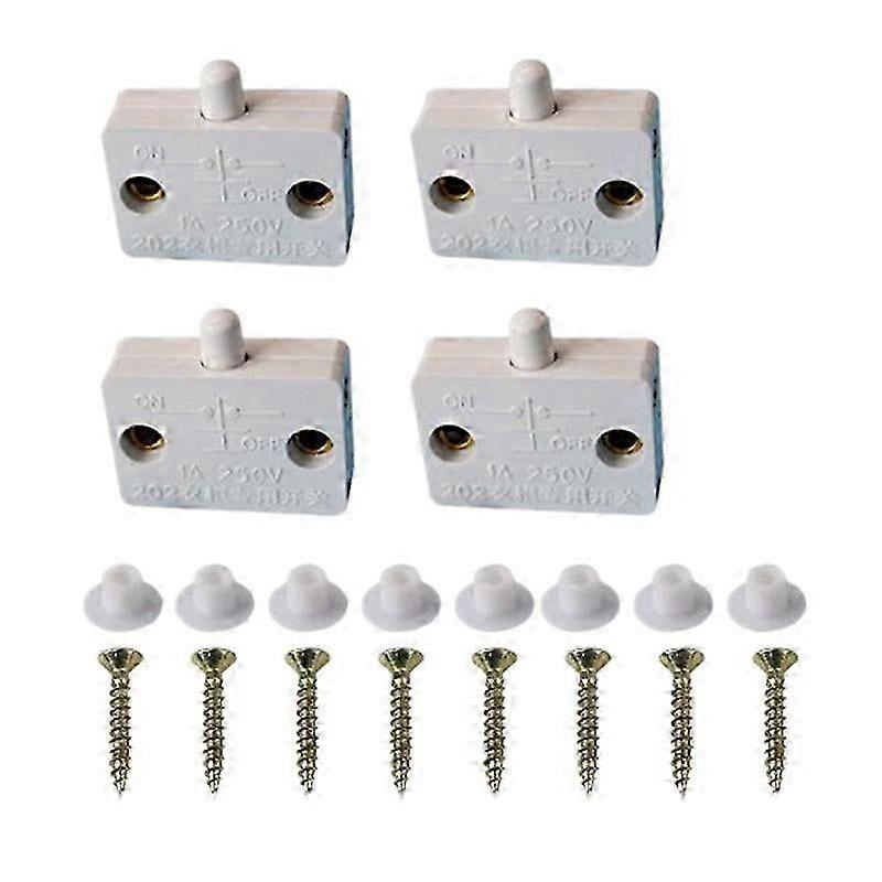 4-Pack White Cabinet Light Switch Compatible with 12V 24V 110V Voltage