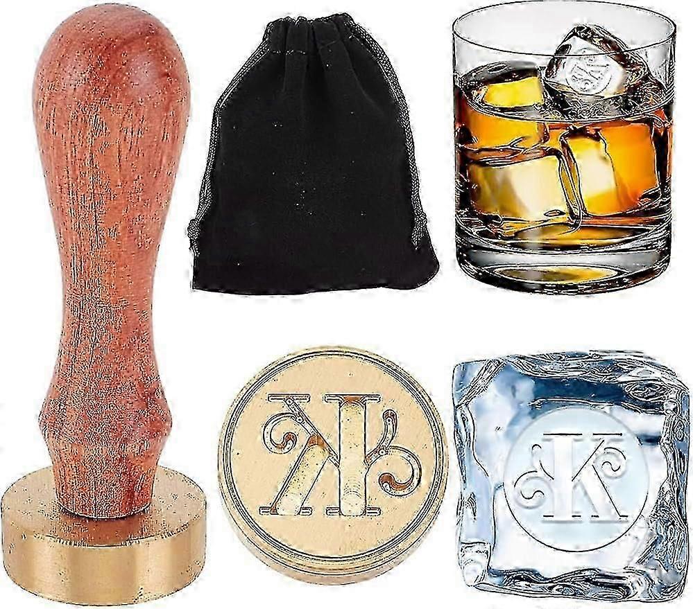 ختم الجليد الرسالة 1.2 بوصة الحرف K مكعبات الثلج ختم العلامة التجارية الجليد ختم ختم الثلج ختم كوكتيل ختم خشبي ختم