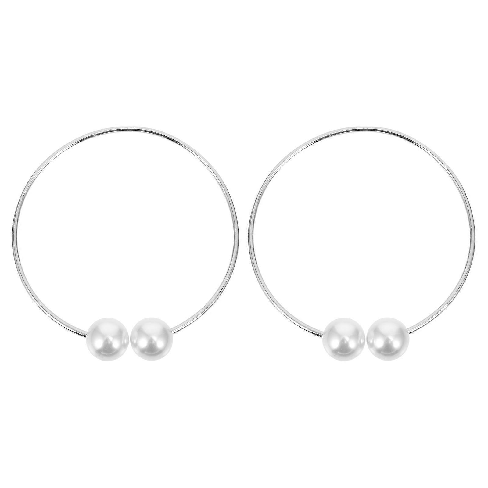 Pearl Design Curtain Buckles Practical Adjustable for Curtain Silver Color 2 Pieces