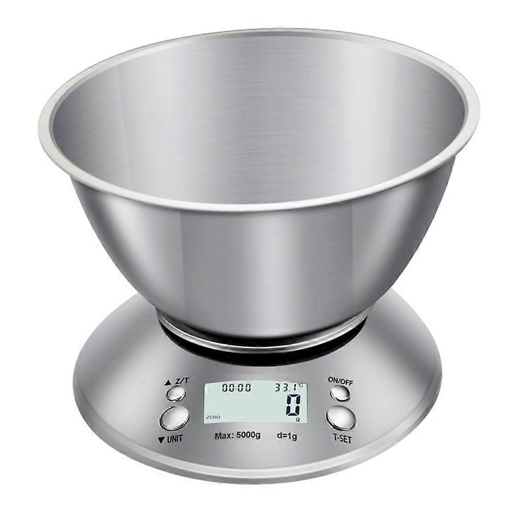 Kitchen Electronic Scale Precise Food Scale Four-Point Induction Unit Switching No Battery 19.8X19.8cm Silver 1Pcs
