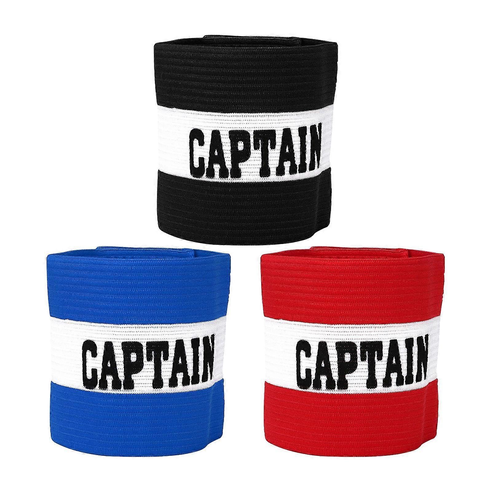 Captain's Bracelet Adjustable Unisex Sports Wristband Multicolor Elastic Pack of 3 for Football Training Adults Teens