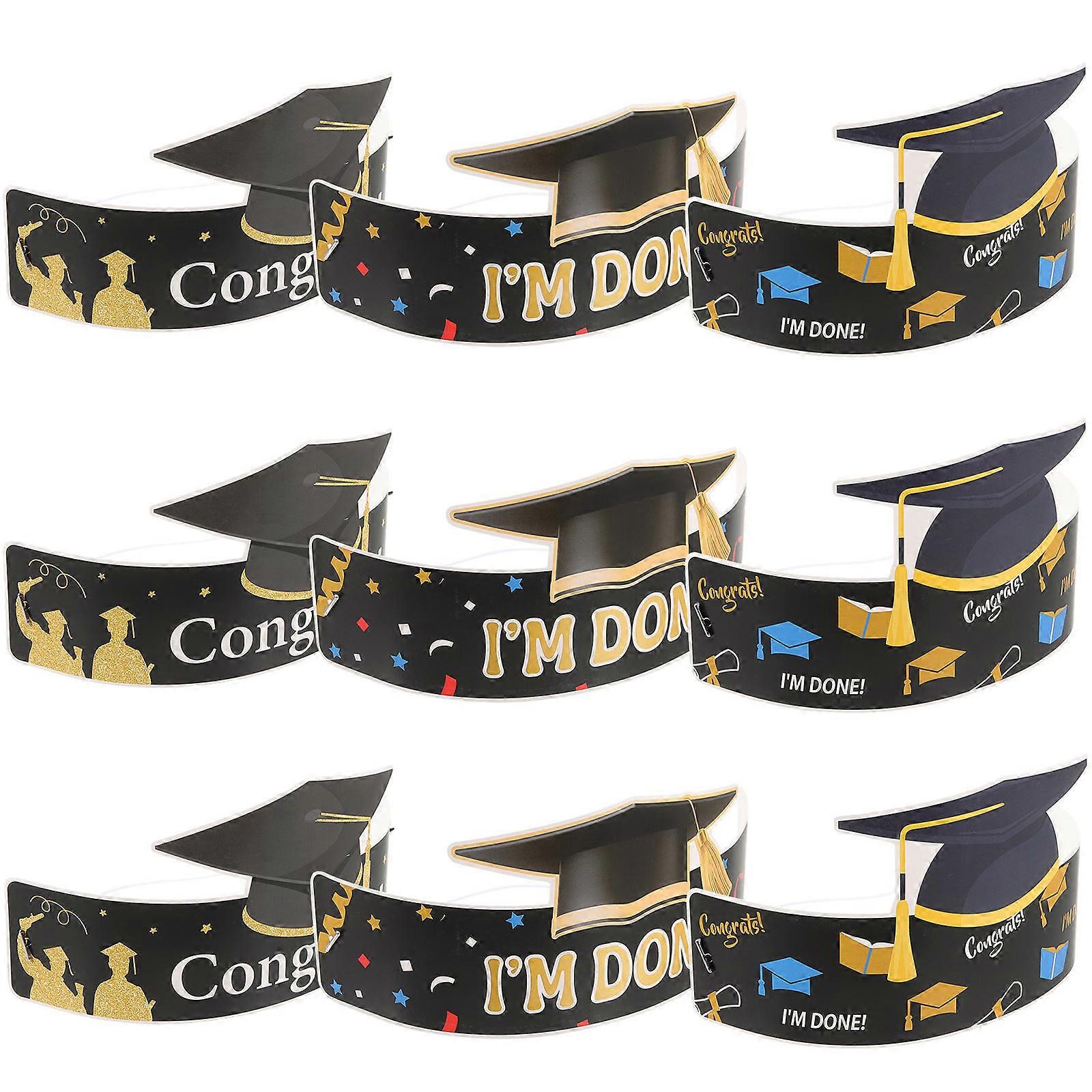 Graduation Hats Decors Diy Graduation Hats for School Ceremony Assorted Color 30x10.5cm present 9Pcs