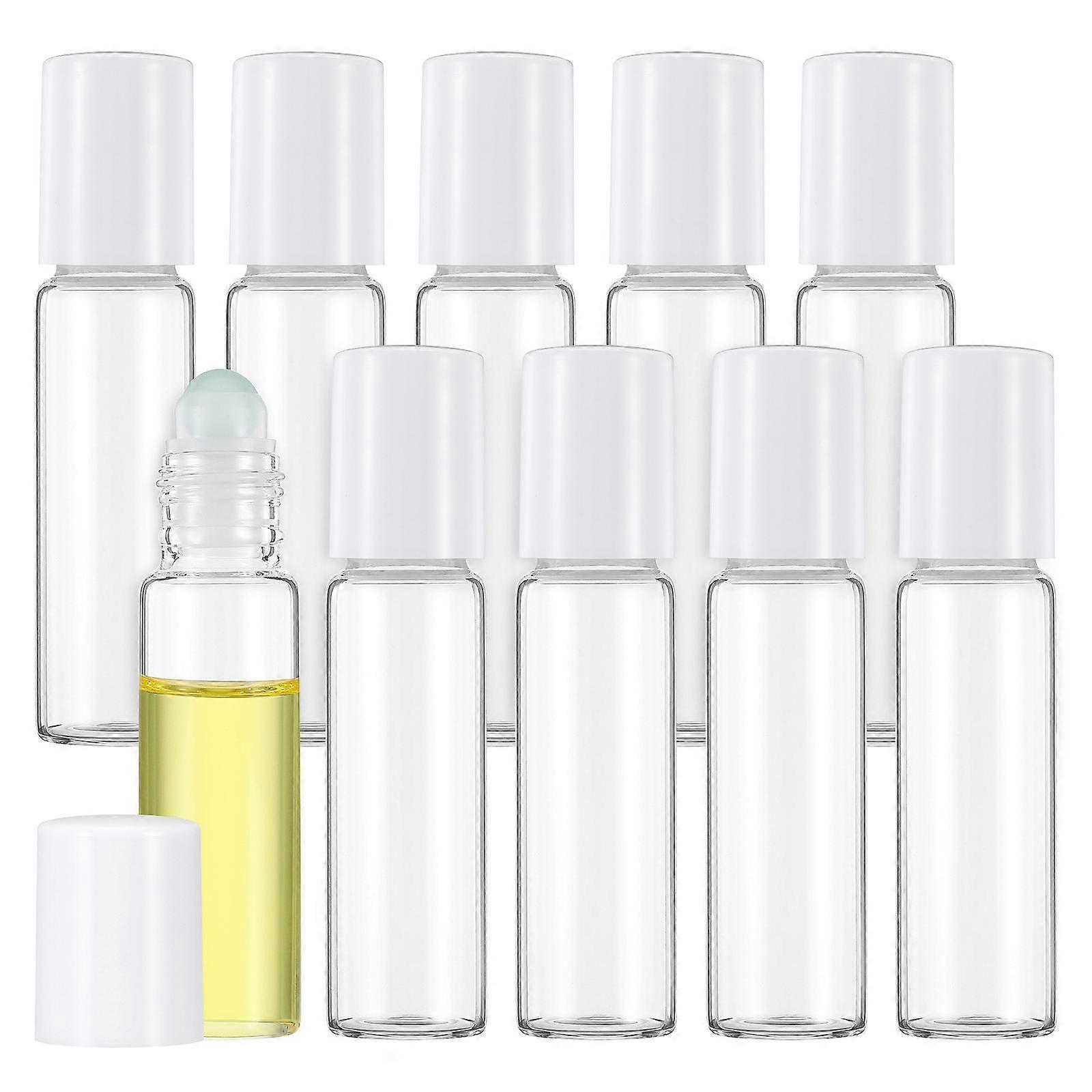 Empty Glass Roller Bottles Refillable Essential Oil Distribution Transparent Cylindrical Everyday Use 12Pcs