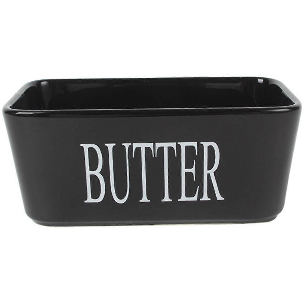 Ceramic Butter Dish Rectangle Storage Container for Cheese, Butter, and Desserts – Easy to Clean, Multi Purpose, Black