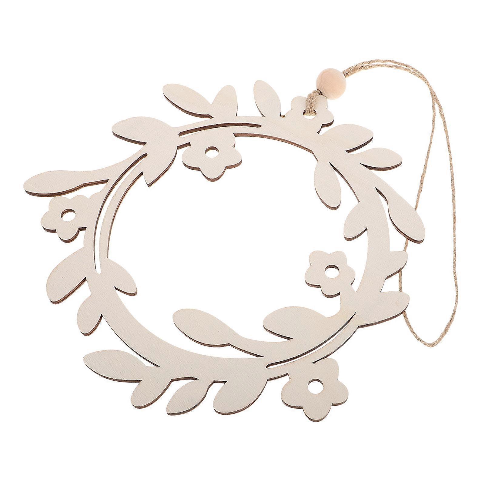 Circular Wooden Wreath Wall Hanging Beige Color Boho Style Natural Wood Rustic Farmhouse Decorative Accent for Kids Room 1Set