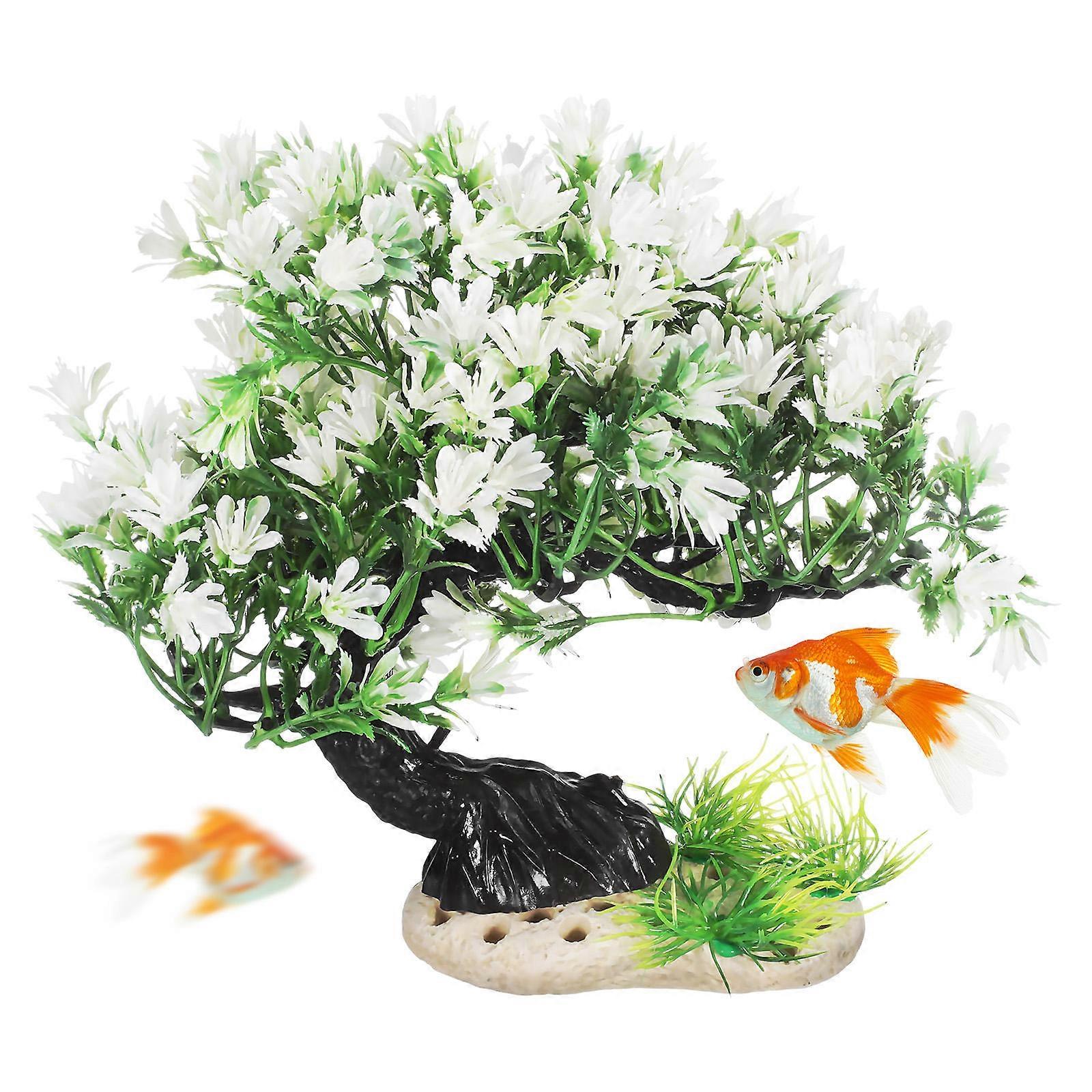 Fish Tank Decoration Tree Fish Hideout For Aquarium Tree Shape Green 27.00X11.00X6.00CM Realistic Simulation 1Pcs