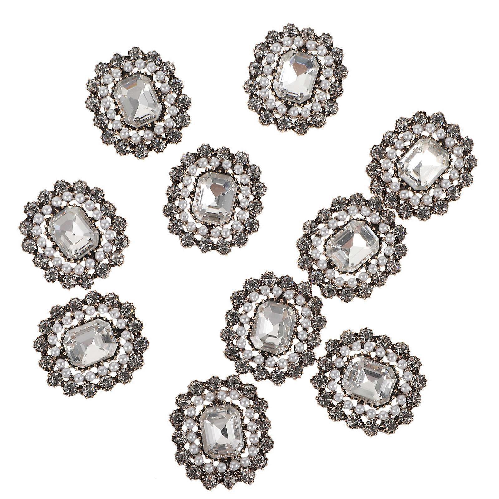 Rhinestone Buttons Sew On Rhinestone Embellishments Diy Craft Project Bridal Bouquet Multi 2.20X2.00X0.50cm Flat Back 10Pcs