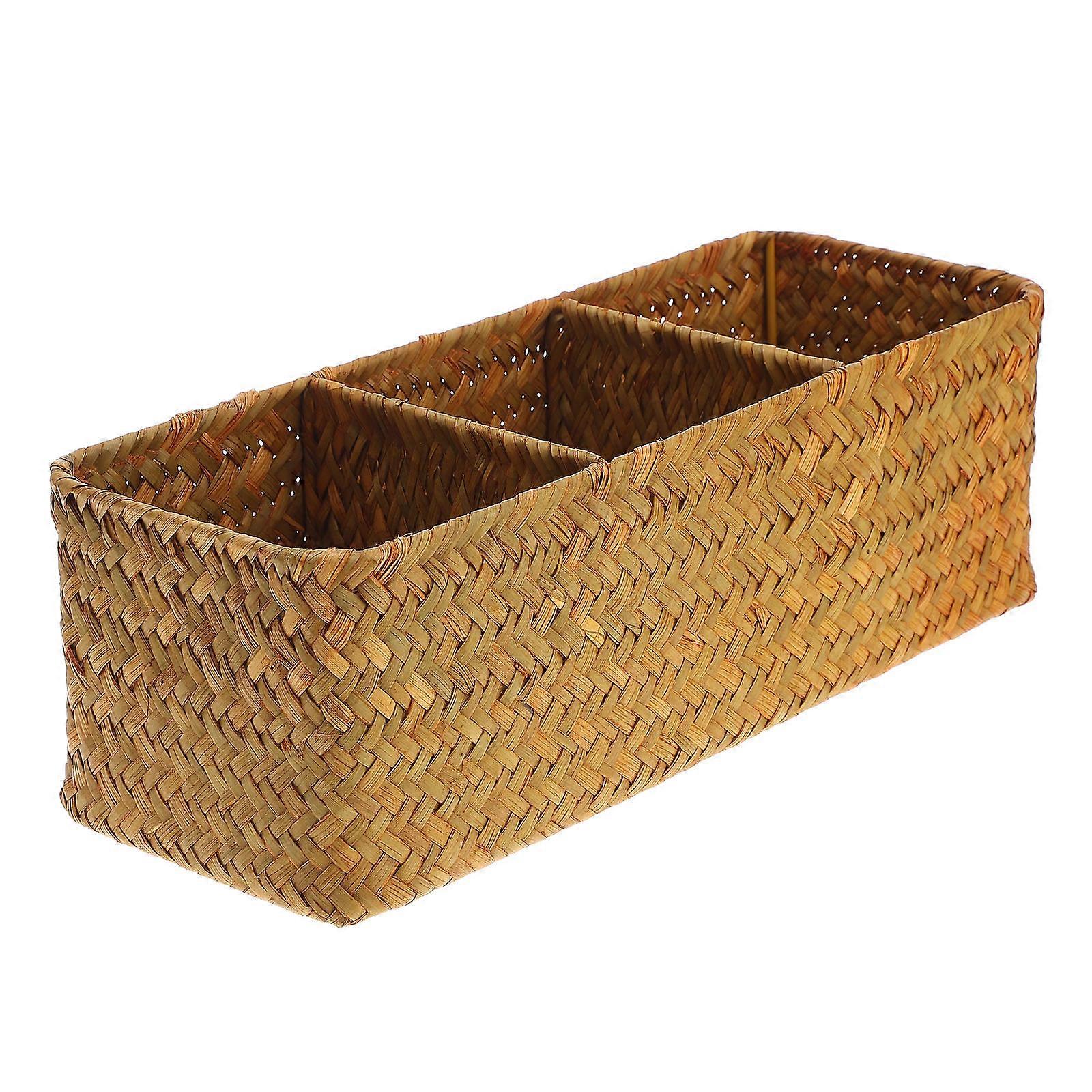 Narrow Storage Box 3 Compartments Home Organization Synthetic Material 37X12X8CM 1Pack