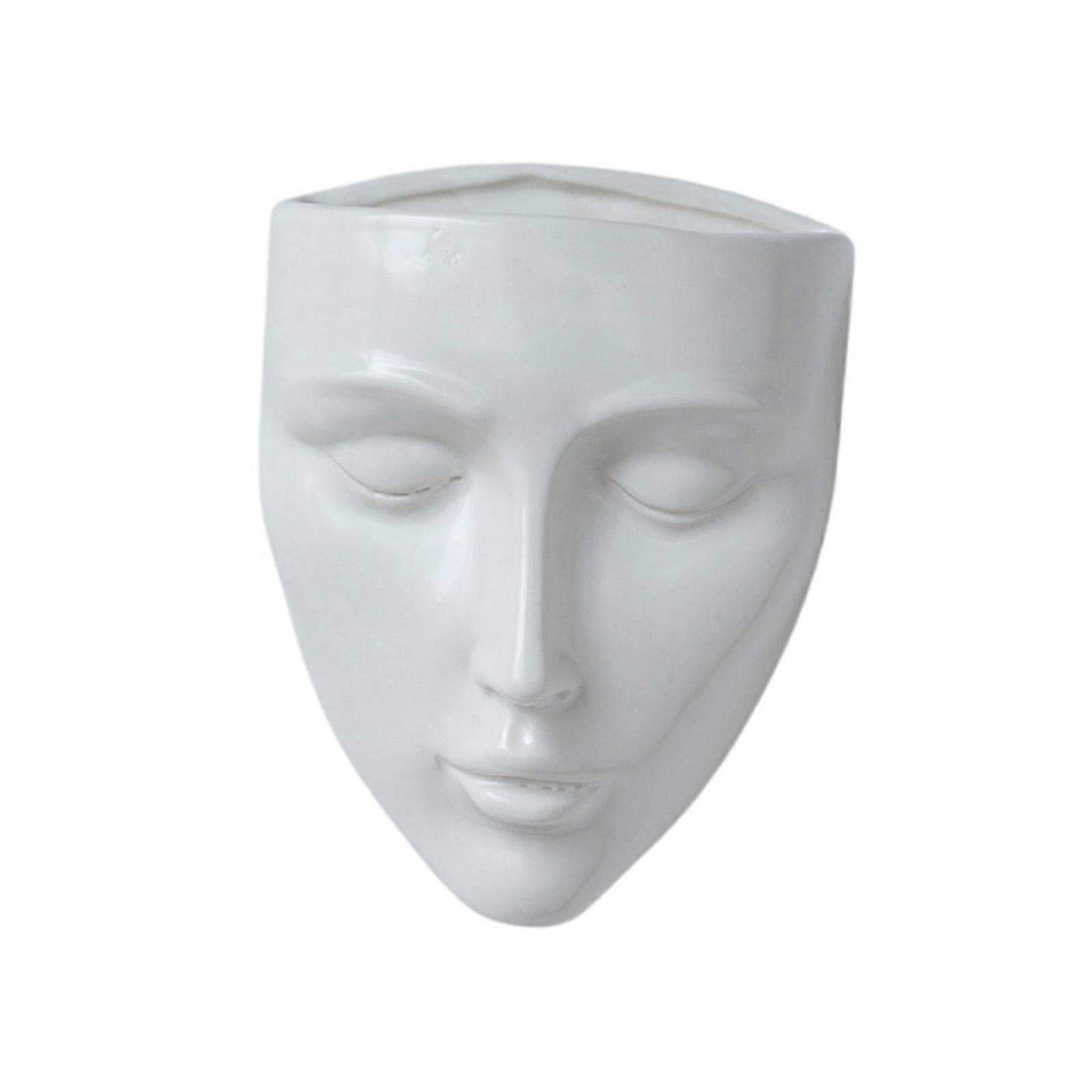 Face Flower Pot Hanging Basket Vase Holder for Wall Mount Indoor Outdoor Home Decor, White Planter for Balcony Garden