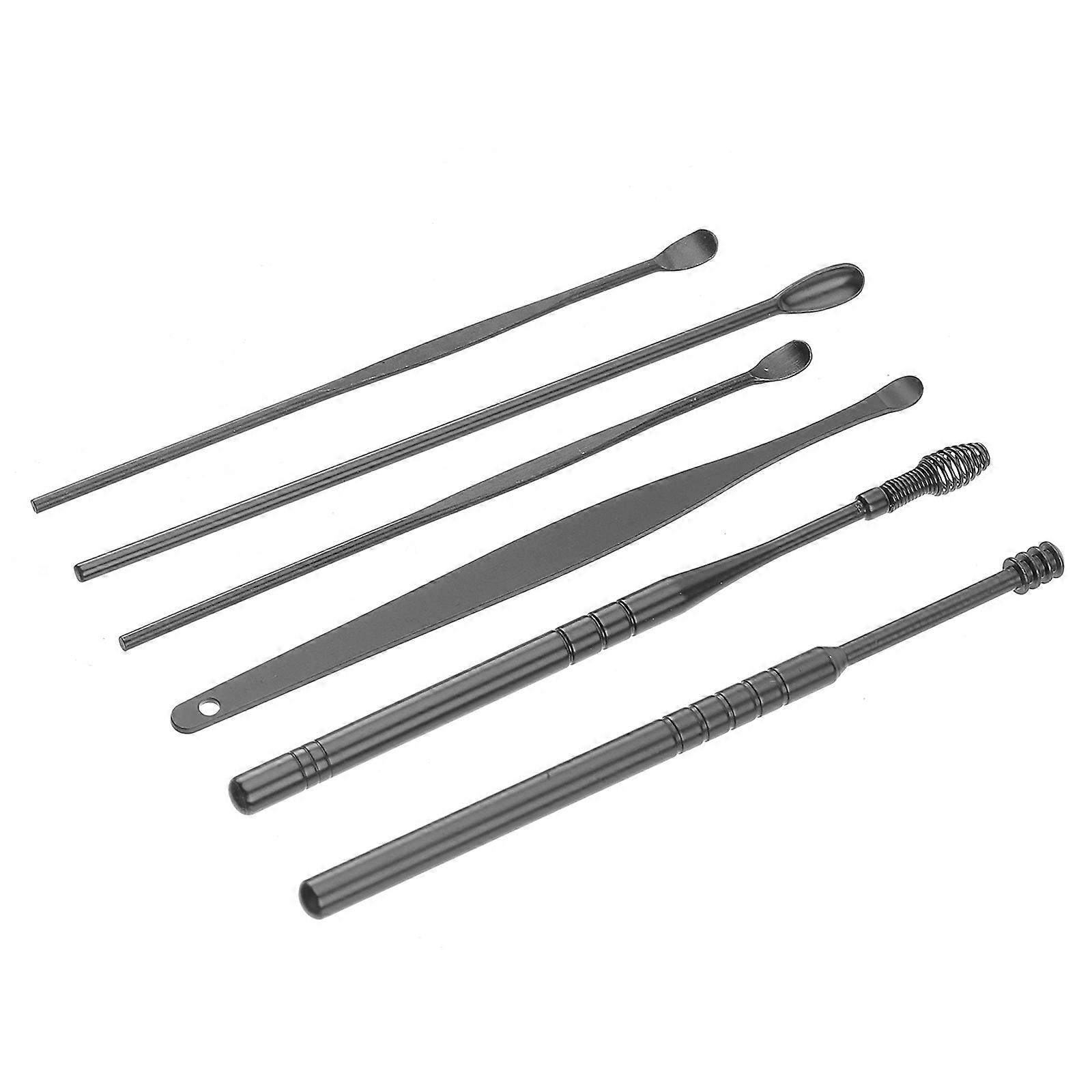 Ear Picks with Spiral Design for Safe Ear Cleaning Black Portable Kit with PP and Stainless Steel 2 Sets