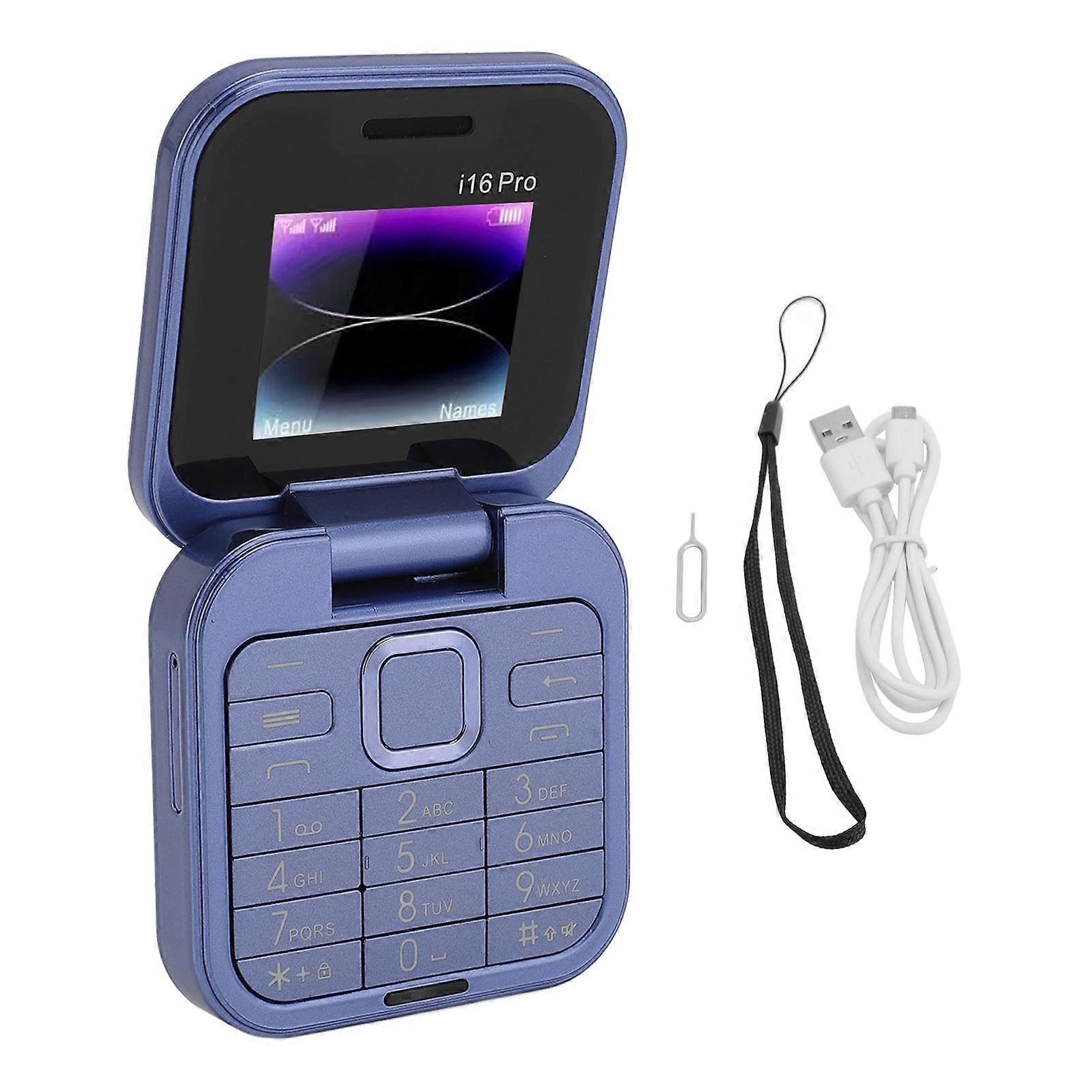 2G Flip Phone 1.77 Inch Mobile Phone Dual SIM Dual Standby 1000mAh 3 Card Slots Multi-function Senior Button Gift Purple