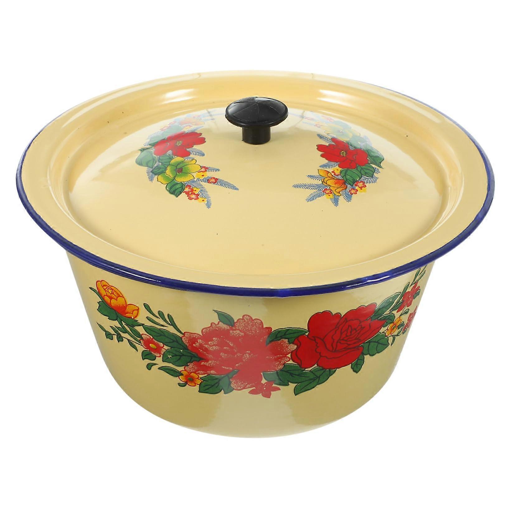 Vintage Enamel with Cover Retro Washbasin Enamel Material Multifunctional for Bathroom for Home and Catering Ref: 1217