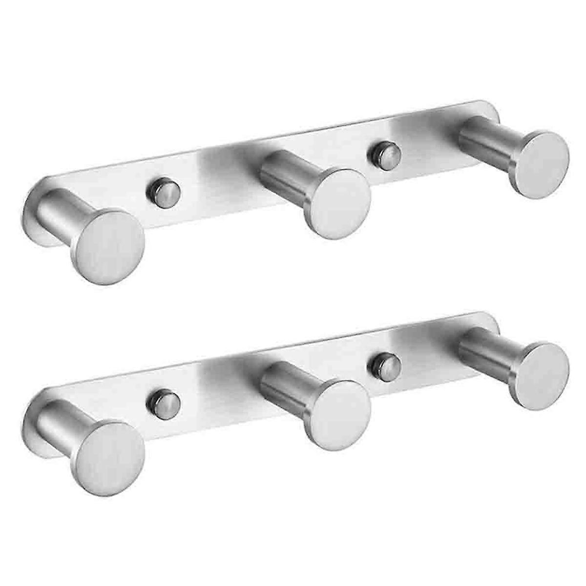 Towel Hook Stainless Steel,Robe Hook Wall Mount Drilled,Silver 3 Hook