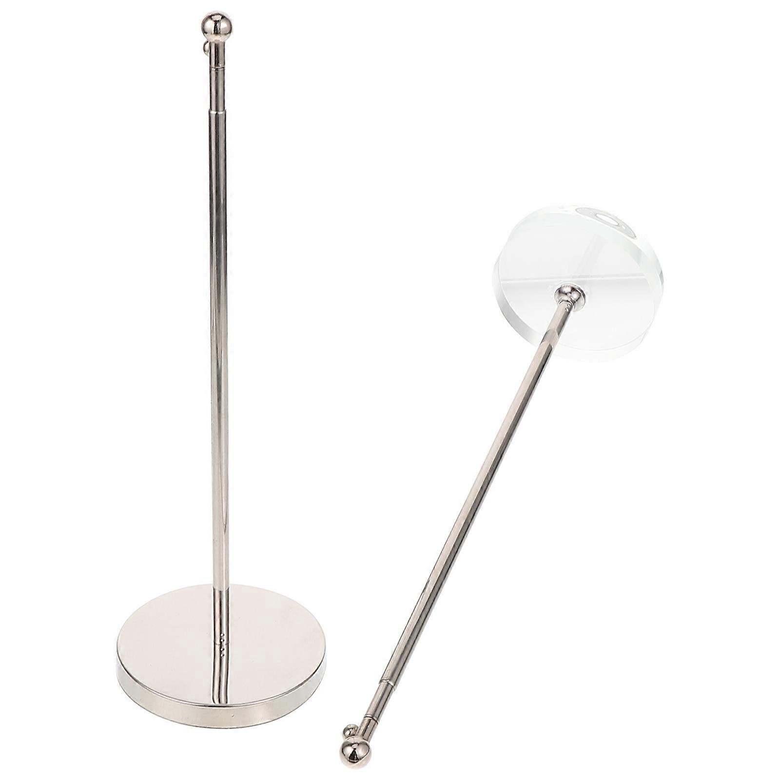 Desktop Stand Pole Telescopic Flag Pole Modern Design Office Desk Silver 2Pack