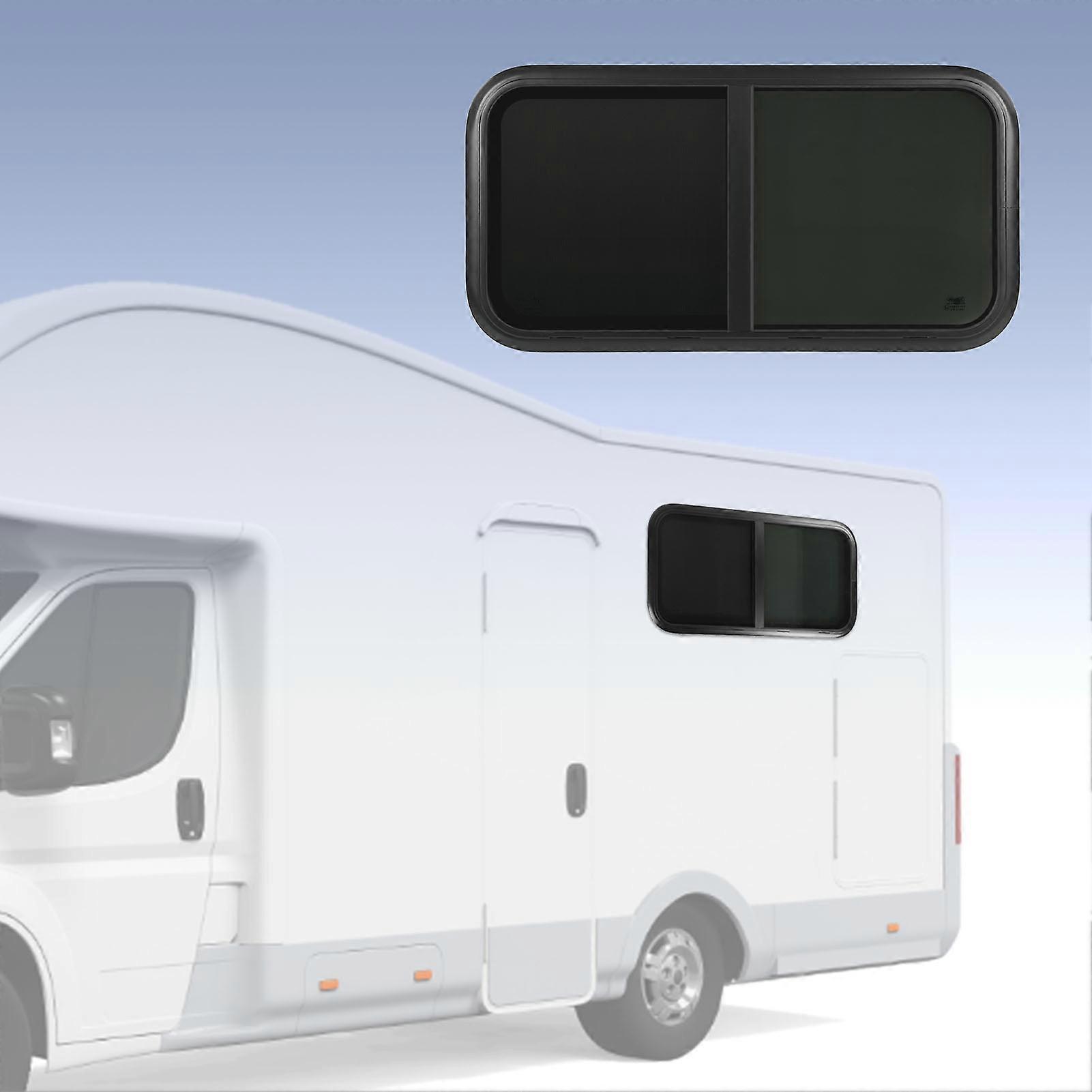 L1200 H500mm RV Sliding Window Tempered Glass Insect Proof UV Blocking for Cargo Horse Trailer Marine for 48‑53mm/1.9‑2.1in Wall Thickness