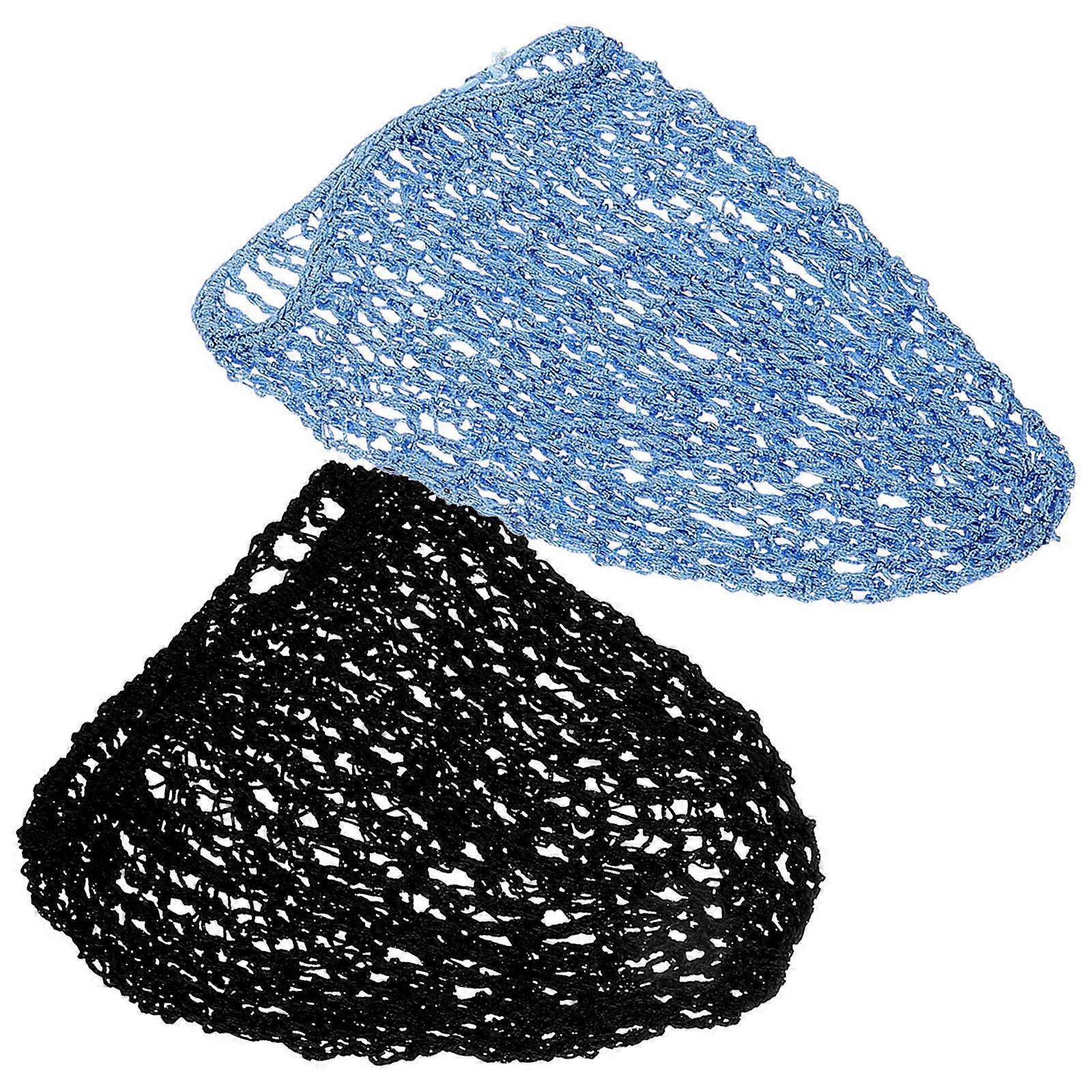 Sleeping Hair Net Βελονάκι Hair Net Women Hair Washing Shape Retention Γαλάζιο 2Τμχ
