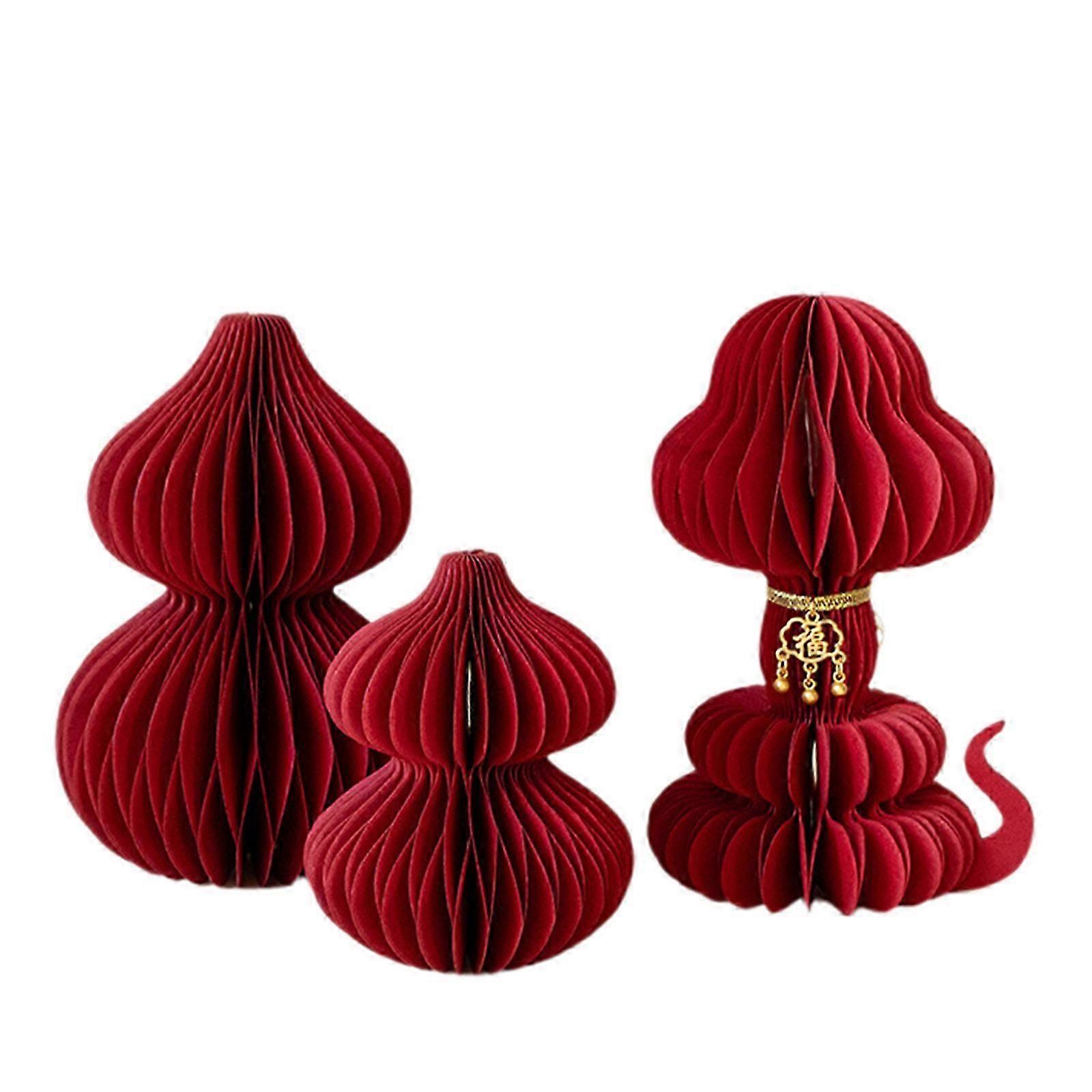 Enhances Your Holiday Ambiances With This Snake Year Themed Gourd Shape Desktop Ornament Set For Functional Use
