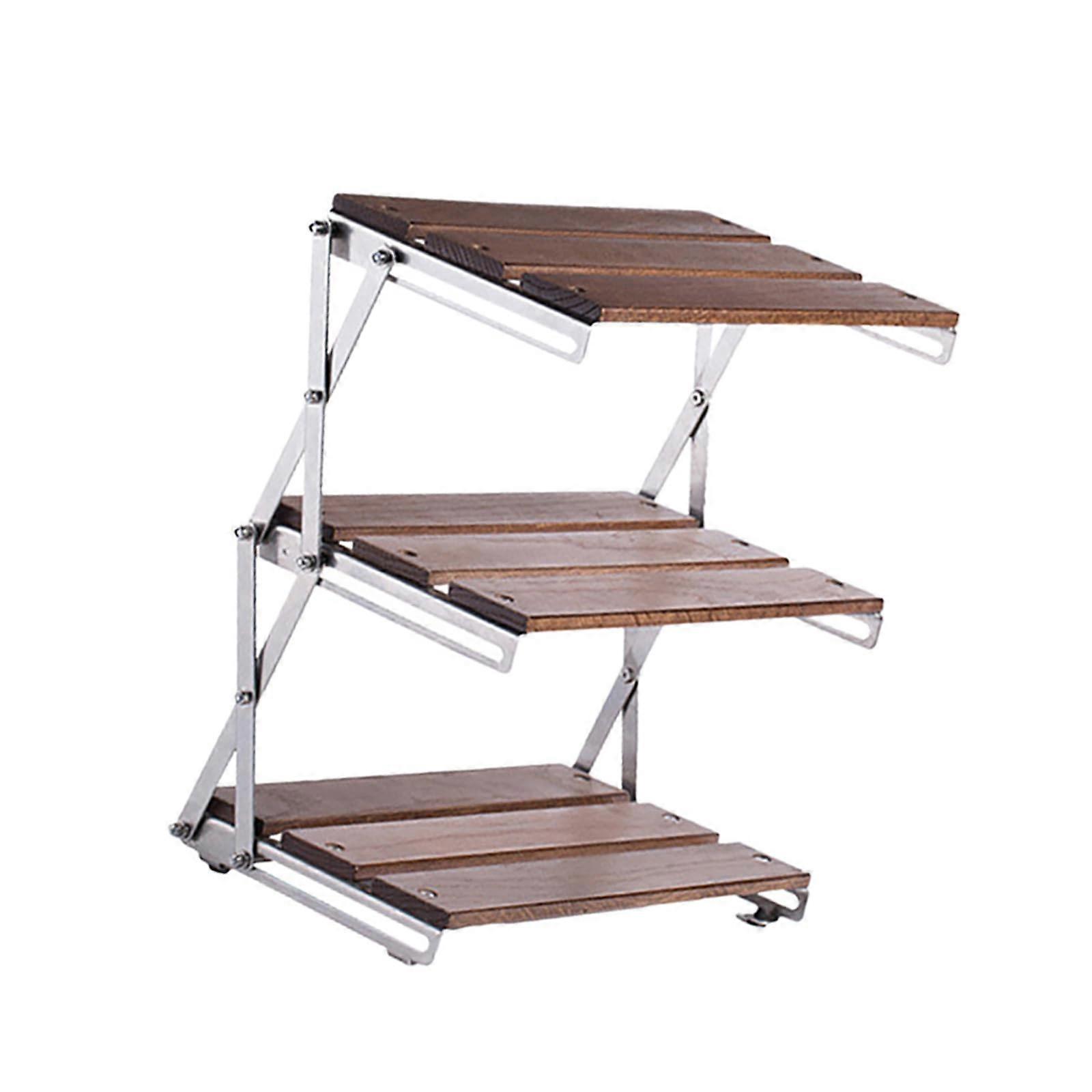 3Tier Folding Storage Rack Camping Folding Storage Rack Desktop Organizers for Indoor and Outdoor Use