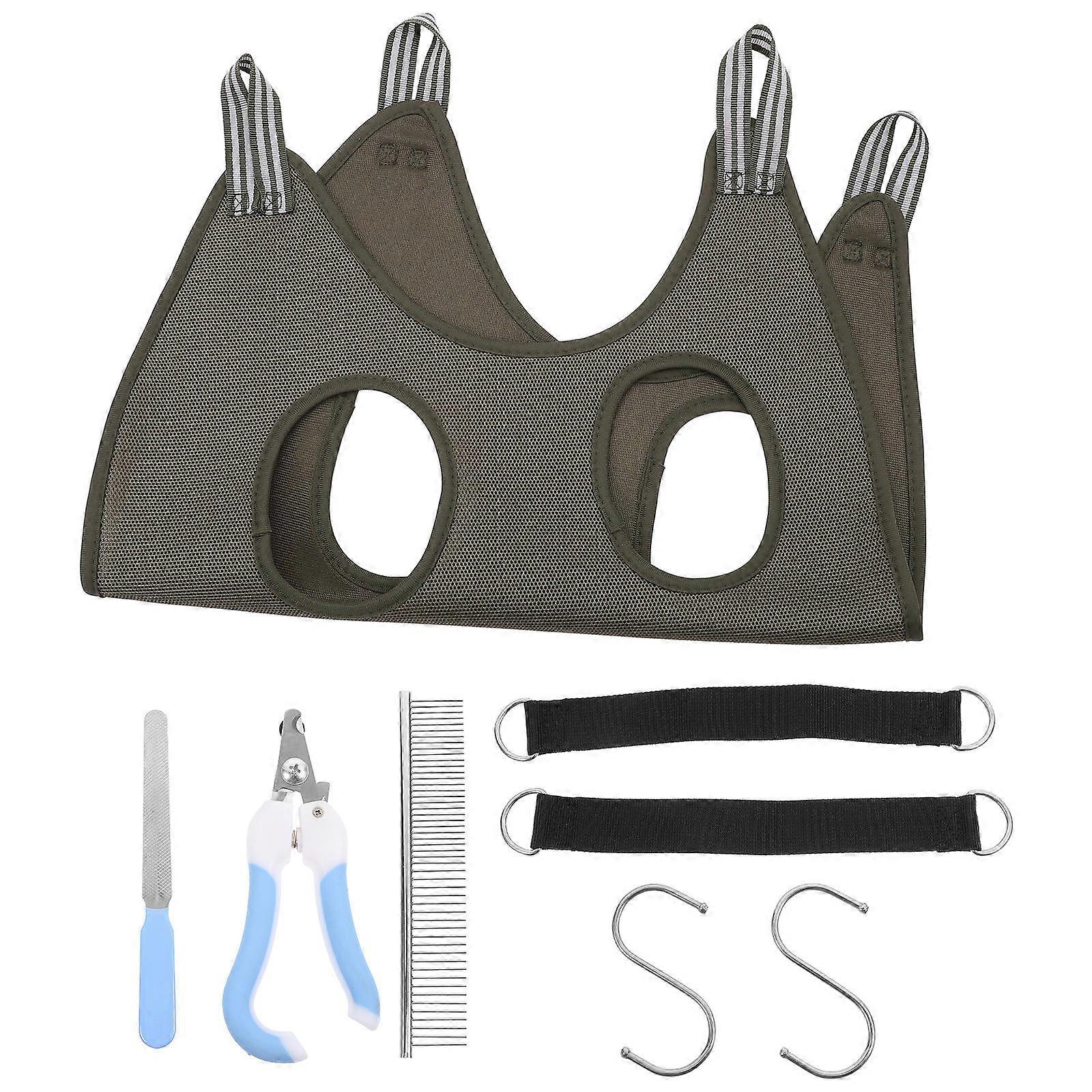 Small Pet Hammock Dog Grooming Supplies Rectangular Shape Olive Green Stabilize Pets 1Set