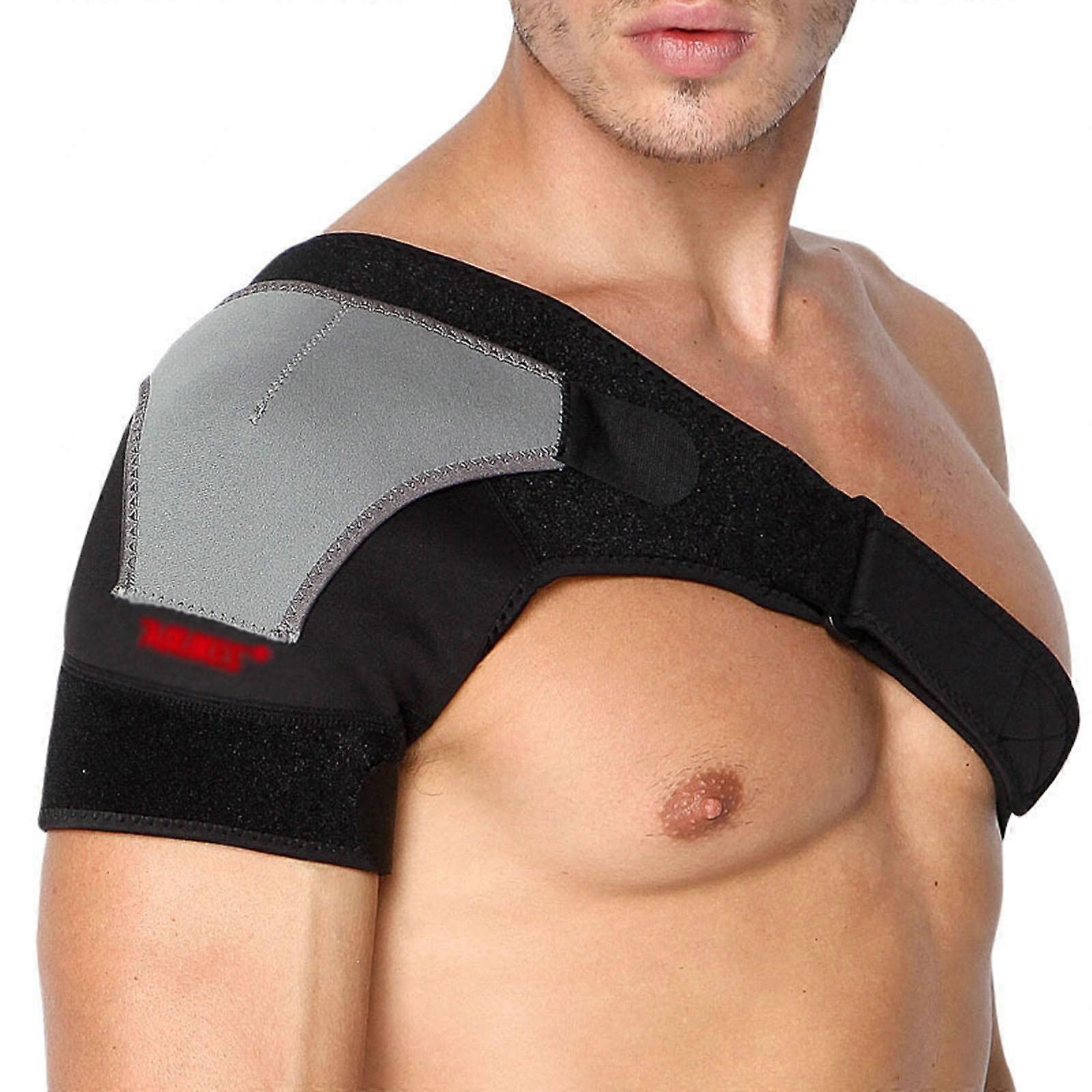 Rotator Cuff Shoulder Support for Men and Women, Adjustable Neoprene Compression Cuff for Frozen Shoulder Pain Relief, Grey-Right