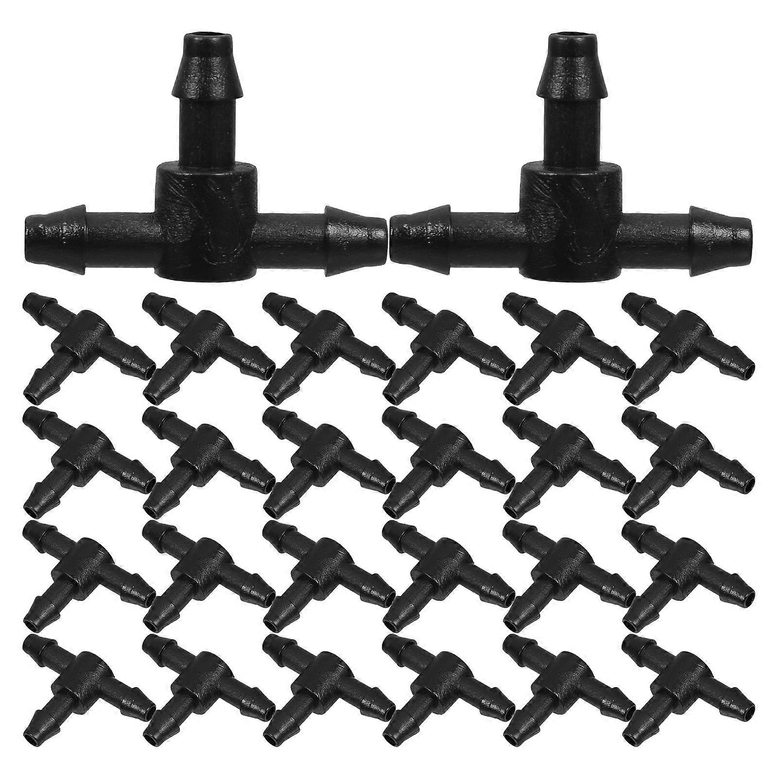 Tee Shape Drip Irrigation Tee Connectors For Irrigation Systems Abs Material Black 3.00X2.00X0.90CM 100Pcs