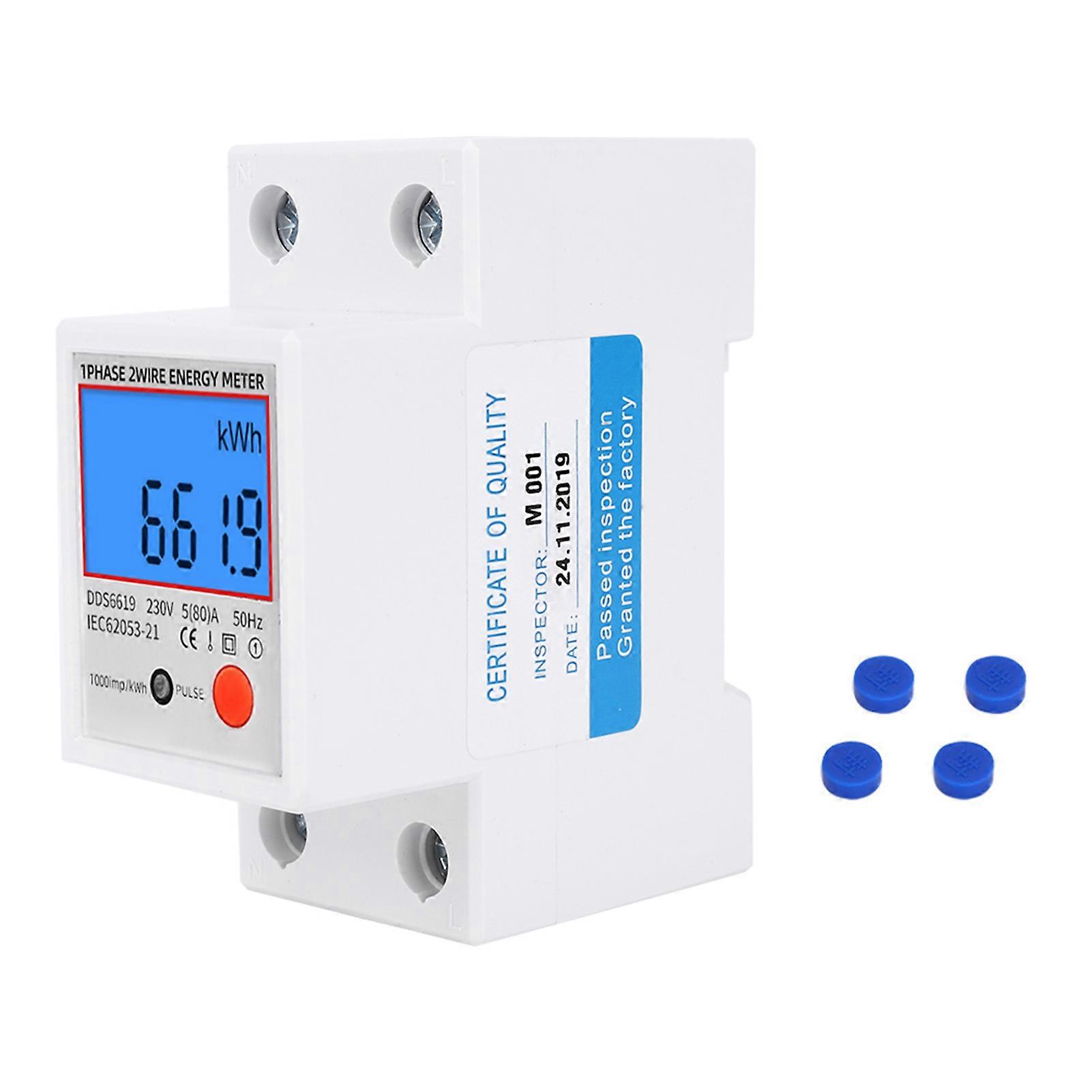 Digital Display Energy Meter Backlight 1 Phase Multifunction for Voltage Current 230V 50Hz