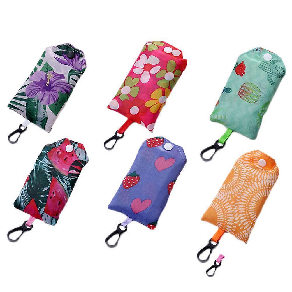 Reusable Shopping Bags Foldable Polyester Pouches Grocery Storage Daily Shopping 6Pcs Assorted Color Large Capacity