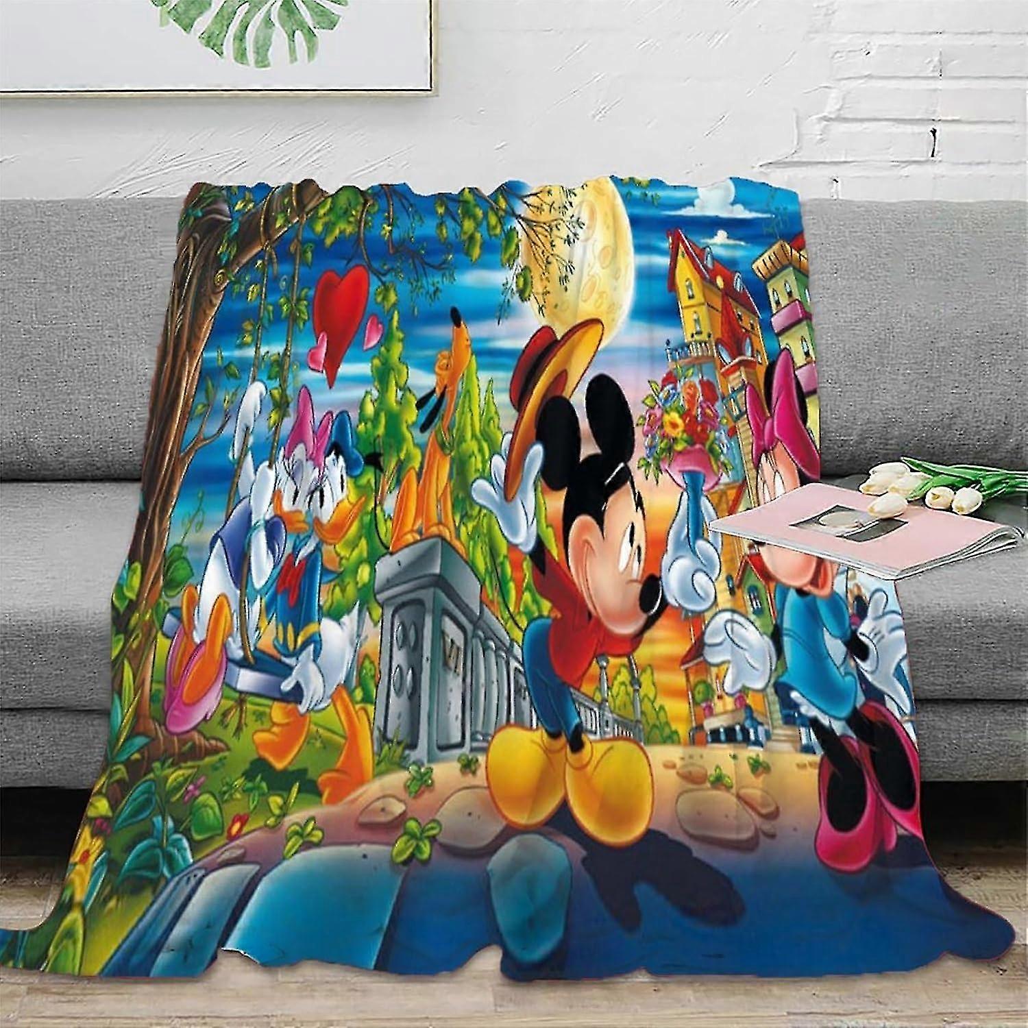 Autumn & Winter Plush Fleece Throw Blanket with Cartoon Mouse Pattern for Couch Sofa, Super Soft Fuzzy Flannel Blanket Suitable for a Certai