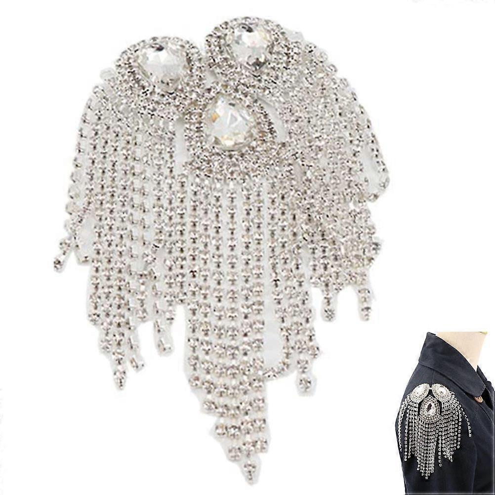 Elegant Rhinestone Tassel Shoulder Applique Accessory for Women – Stylish Fringe Decoration for Jackets and Costumes