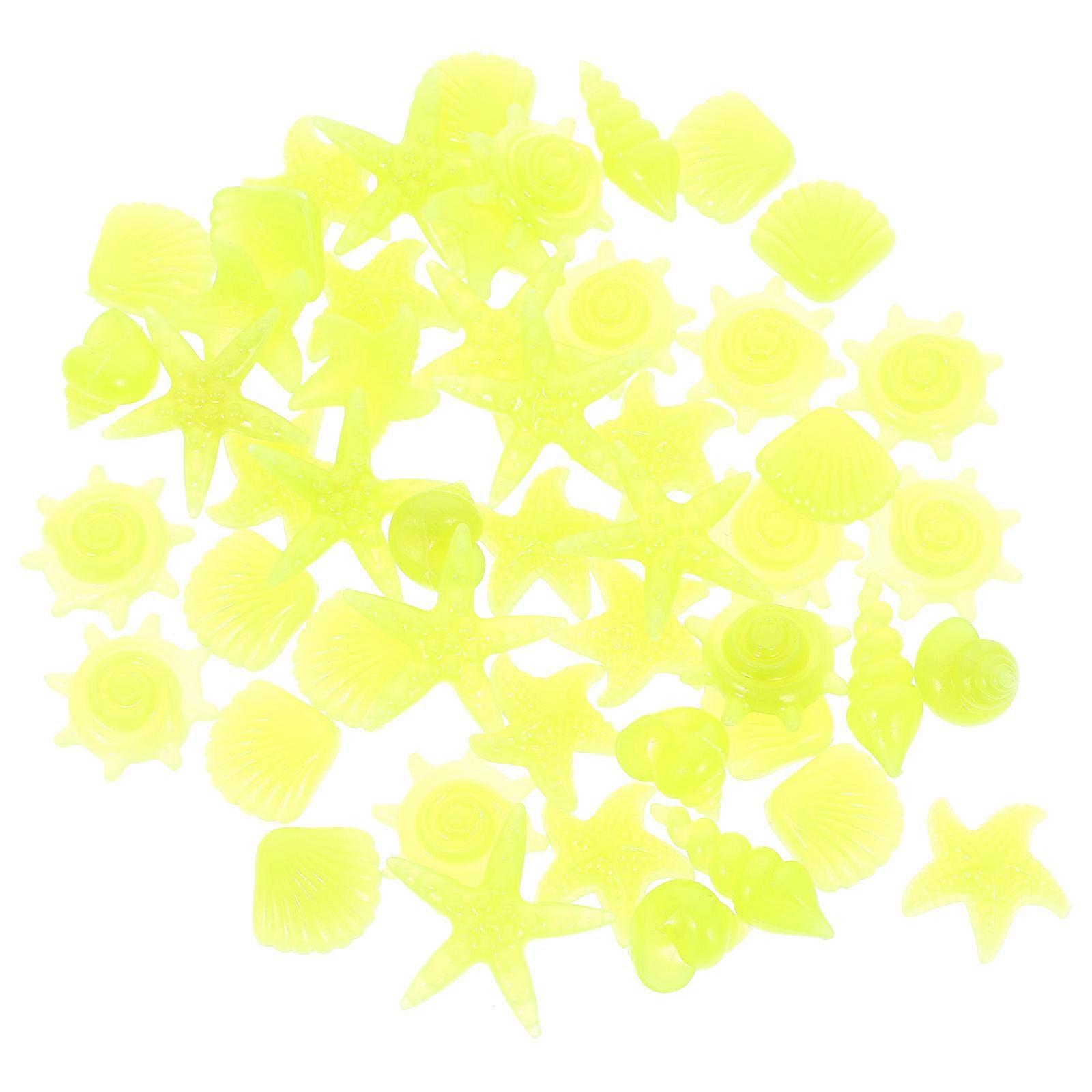 Glow In The Dark Gravel Aquarium Decor Yellow Resin 2.6x2.3cm Night Scene Water Features 50Pcs