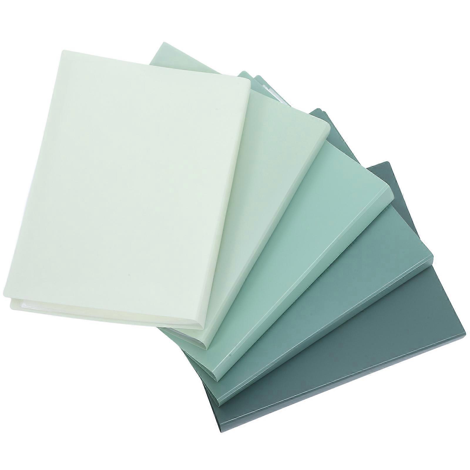 5pcs Gradient Green Presentation Folders with Transparent Protective Film, Lightweight Expanding File Organizer for Documents, Receipts, and