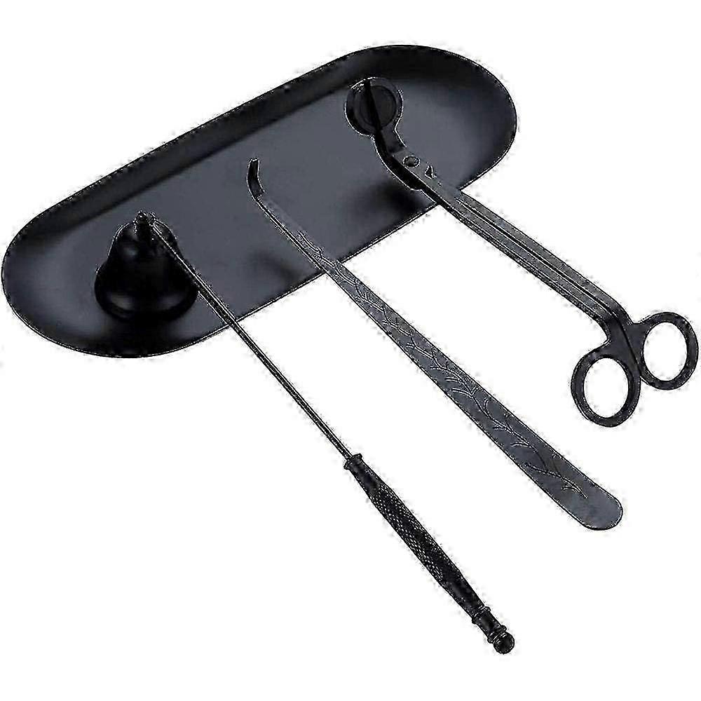 ZENGO Noir 4 En 1 Bougie Accessoire Set Bougie Mèche Tondeuse Bougie Coupe-Bougie Éteignoir Bougie Mèche Dippe