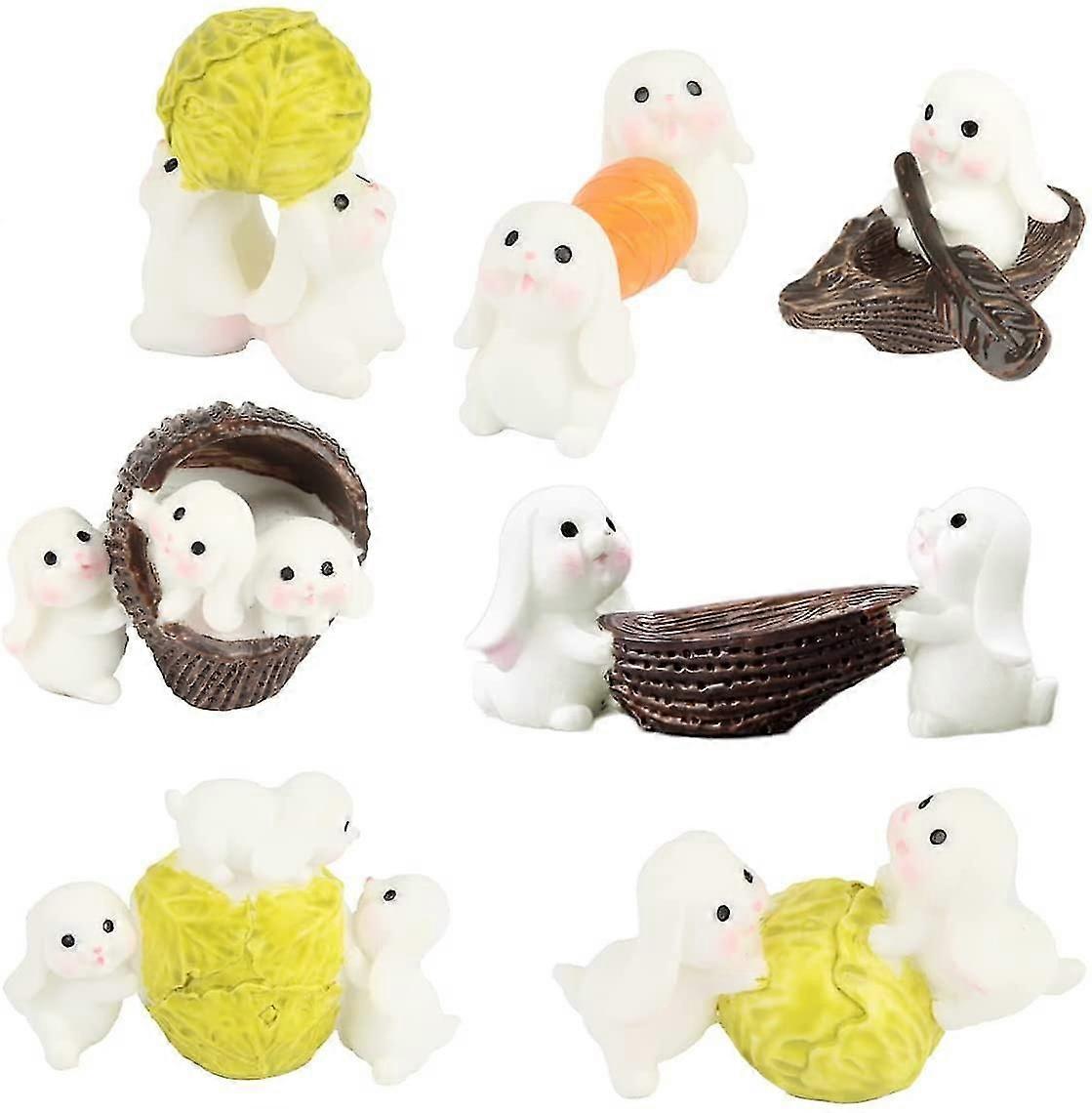 Resin Rabbit Figurines*7, Mini Rabbit Figurine, Mini Easter Bunny Figurines, Rabbit Garden Ornament