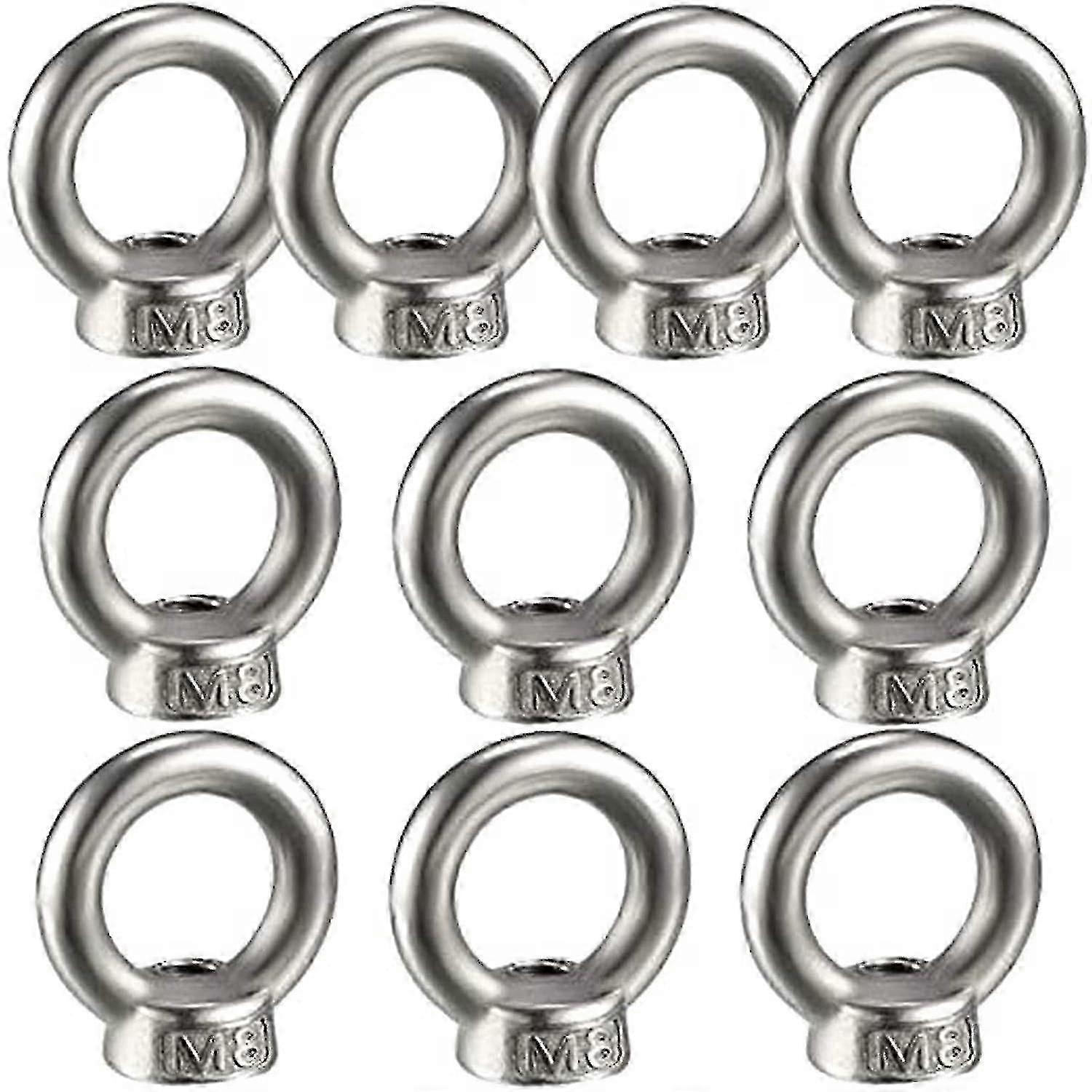 10 Stück Edelstahl-Ringmutter, M8-Ringmutter, Hardware-Ösenmutter, Innengewinde N
