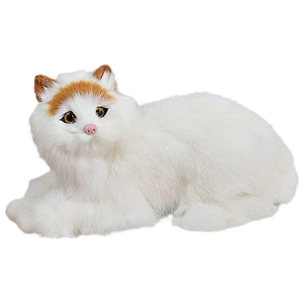 Plush Cat Figurine Realistic Stuffed Ornament Vivid Simulation Design for Home Birthdays Festivals Housewarming Celebrations Random Color