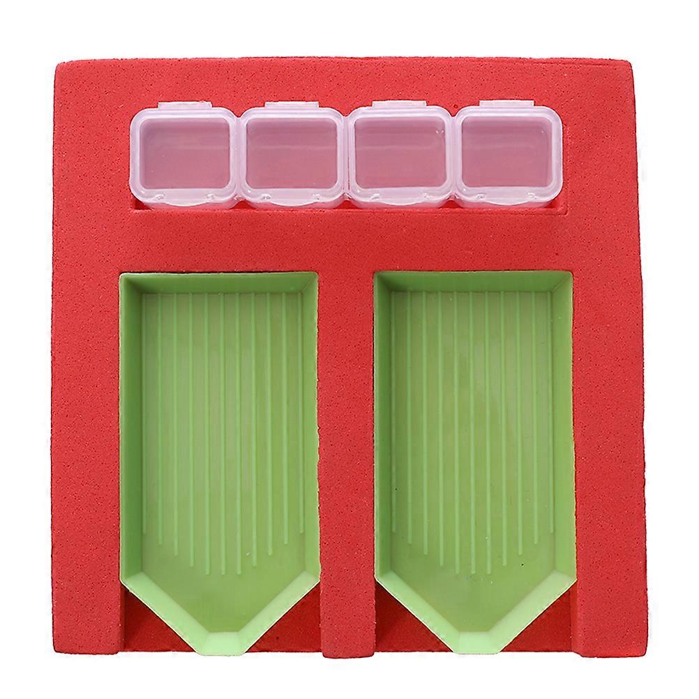 Rhinestone Sorting Tray Bead Organizer Cross-stitch Tool Red 5.50X5.50X0.79Inch Multi-functional 4Pcs