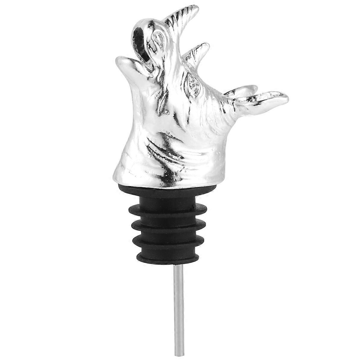 Bartender Bottle Pourer Rhino Head Animal Shape For Party Organizers Friends Silver 3.5*4*10cm 1Pack