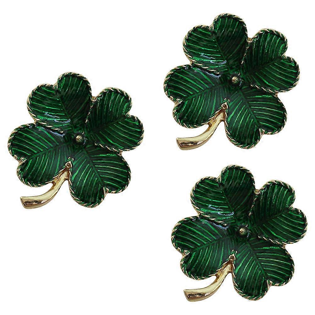 Green Alloy Brooch Pins with Design for Women 3 Pieces