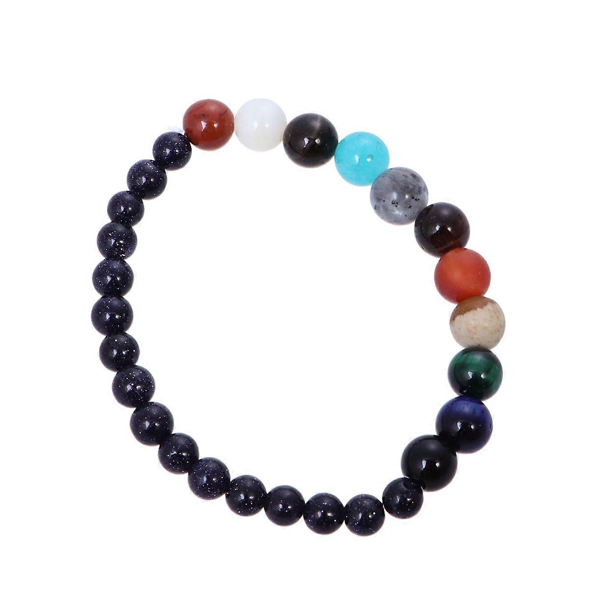 Solar System Bracelet Universe Women Multi Color 6mm + 8mm Beads Simple Style 2Pcs