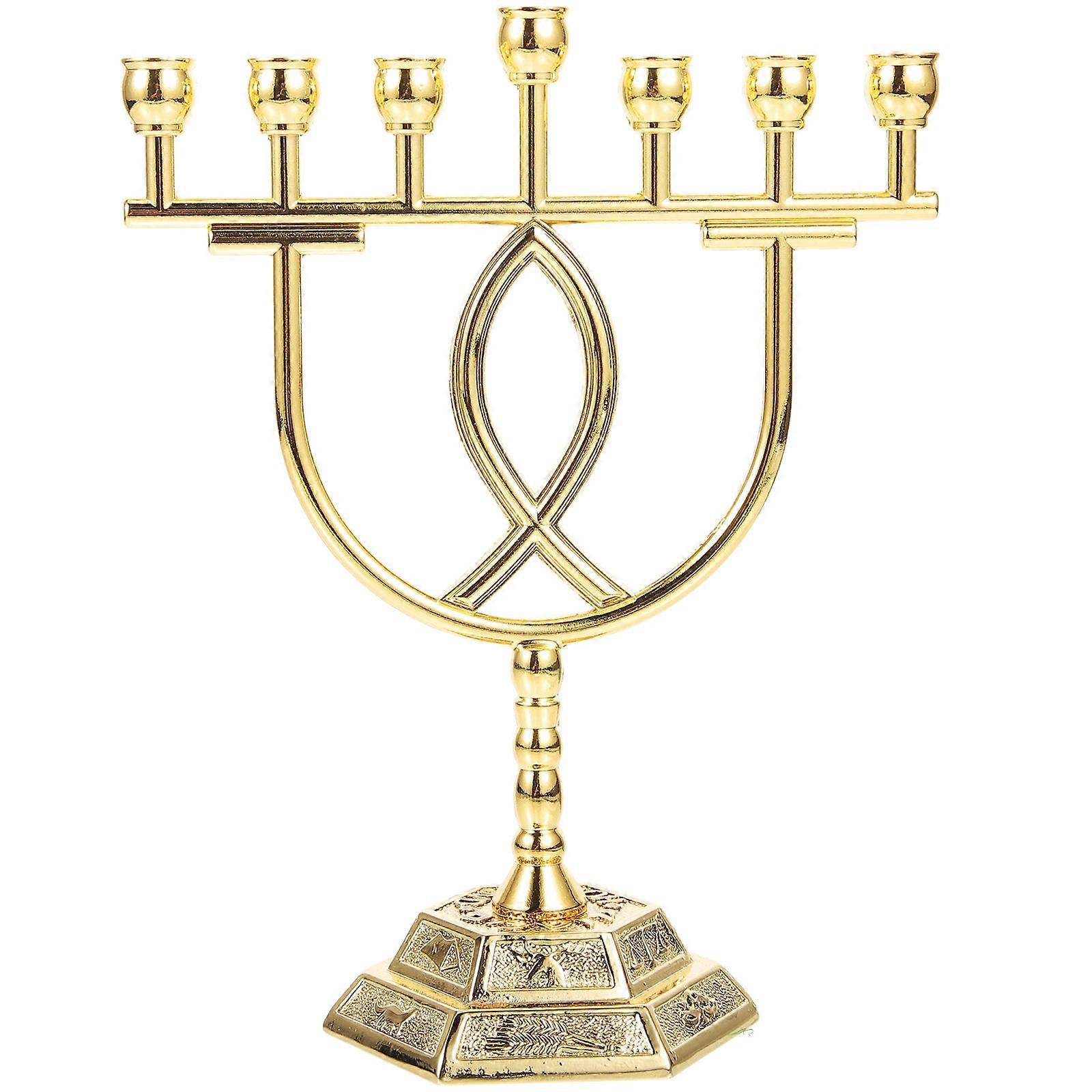 Decoration Metal Candlestick 7 Branch Religious Candlestick Tabletop 1Pack