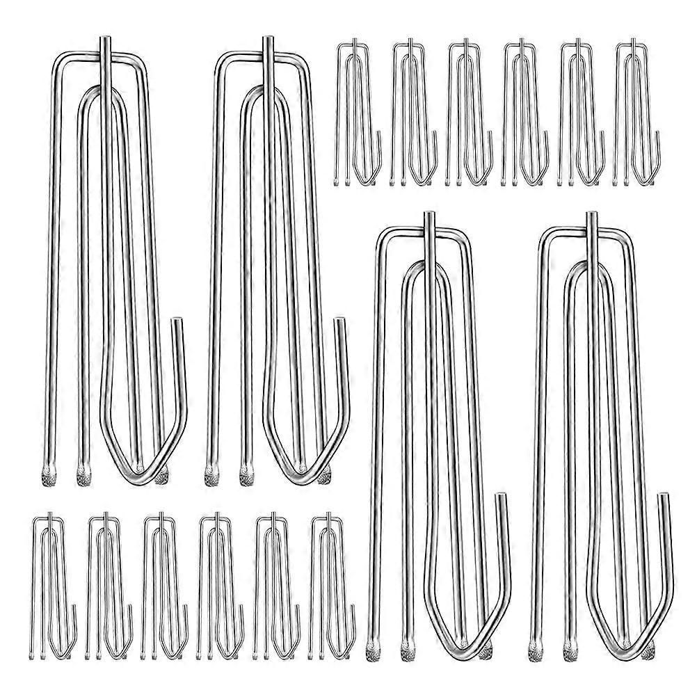 Drapery Hooks Secure Hanging Four-Prong Stainless Steel Curtain Pleating Hooks For Curtain Maintenance Silver 7.00X2.20X2.00Cm Replacement 20Pcs