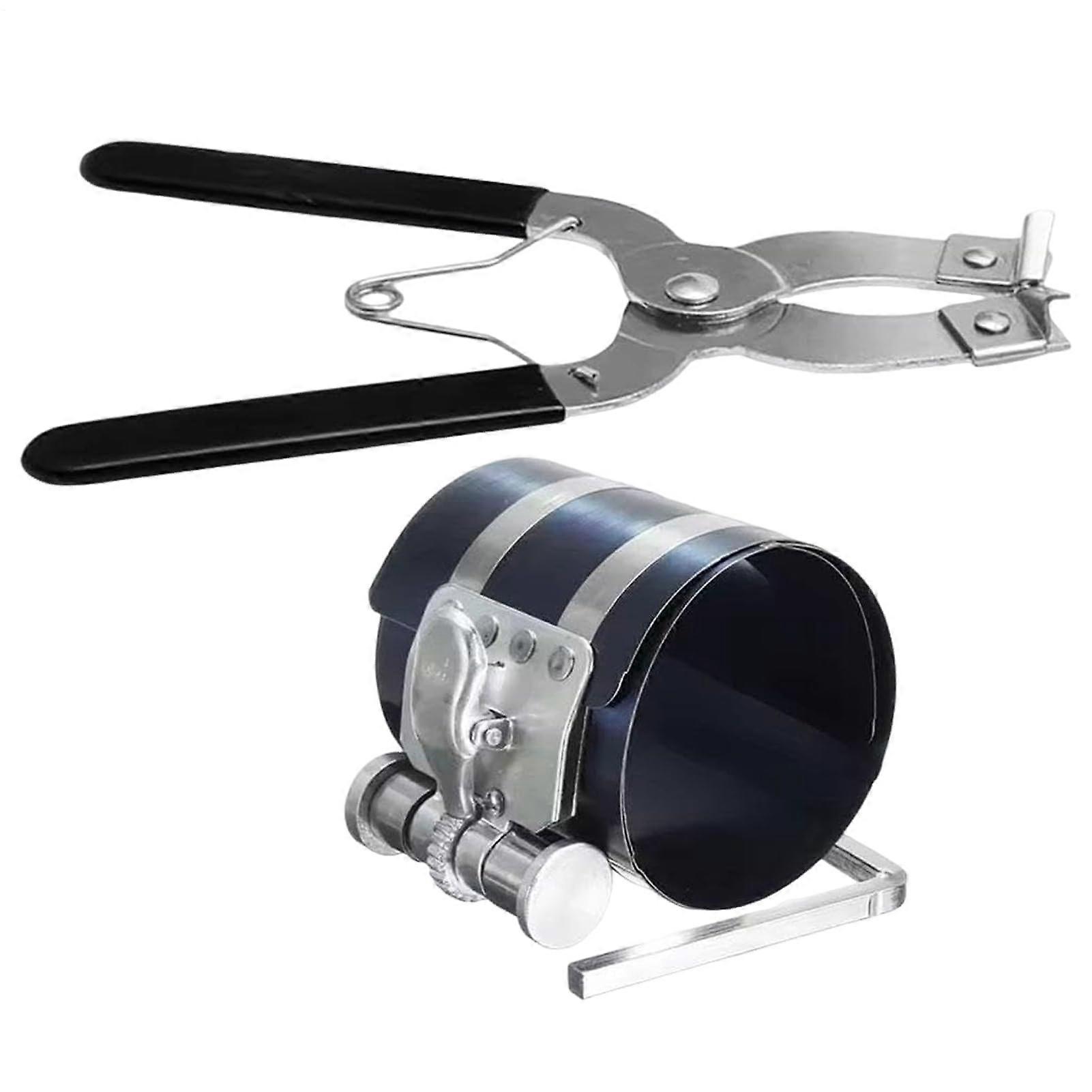 Piston Ring Installation Tool with Compressor and Pliers for Automotive Repair - Compatible with Trucks, RVs, and Sedans