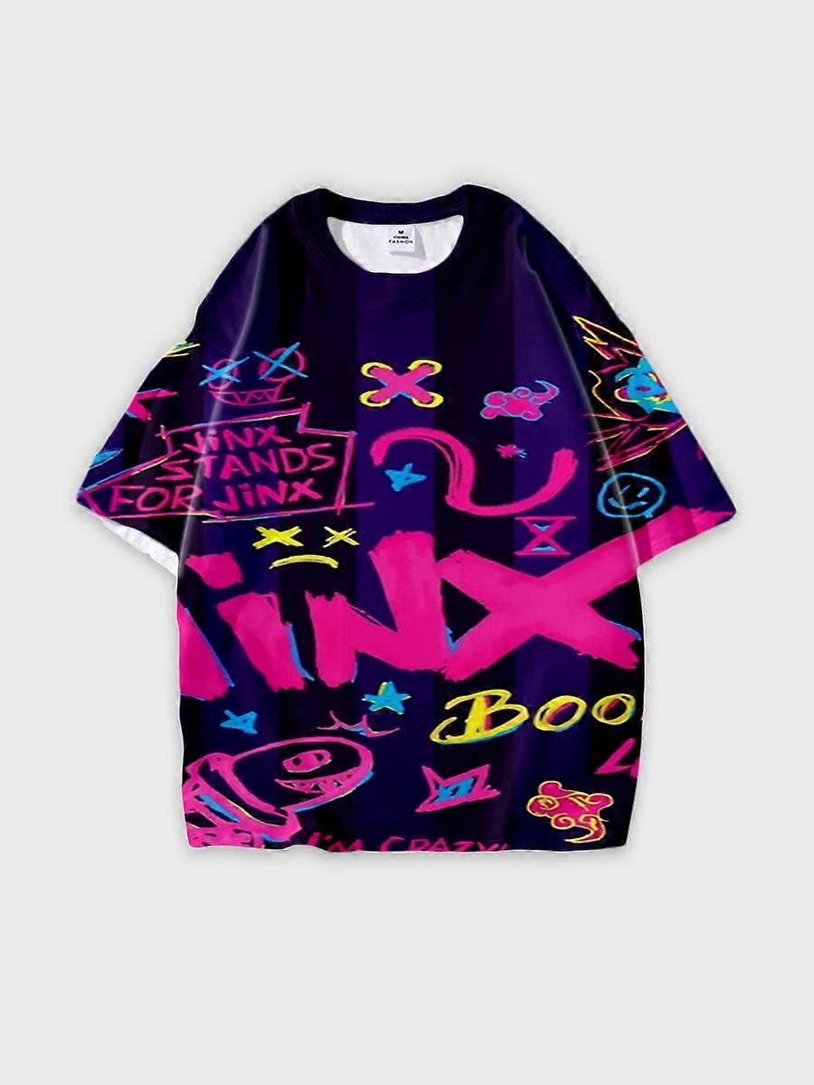 T-shirt round neck Pattern loose short sleeve B1386