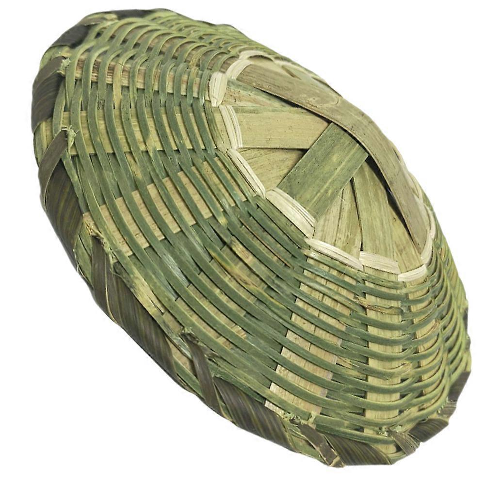 Rice Container Bottom Bamboo Woven Lid Storage Party 16.50X16.50X7.00CM Green Traditional 1Pack