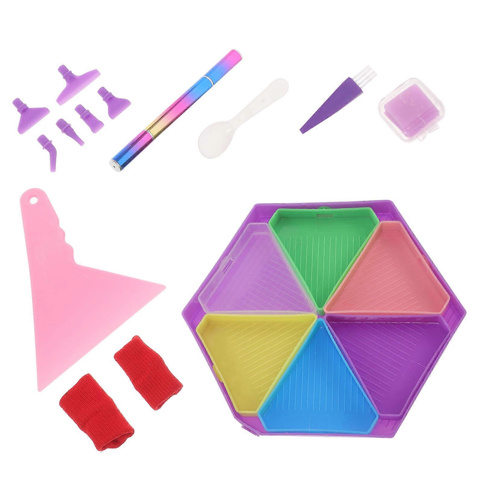 Diamond Art Supplies Set Multi Functional Dotting Tray with Glue Storage for Durable DIY Crafts Easy to Use Sorting Tray for