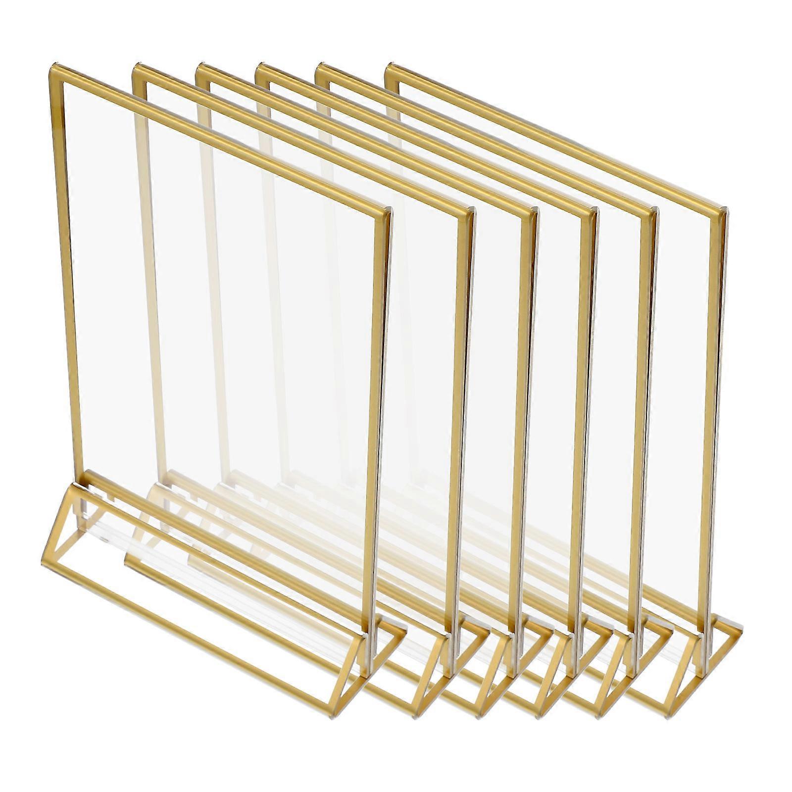 6pcs Acrylic Tabletop Sign Holder Menu Display Stand for Banquets, Events, and Buffets – Reusable, Stable Design for Presentation